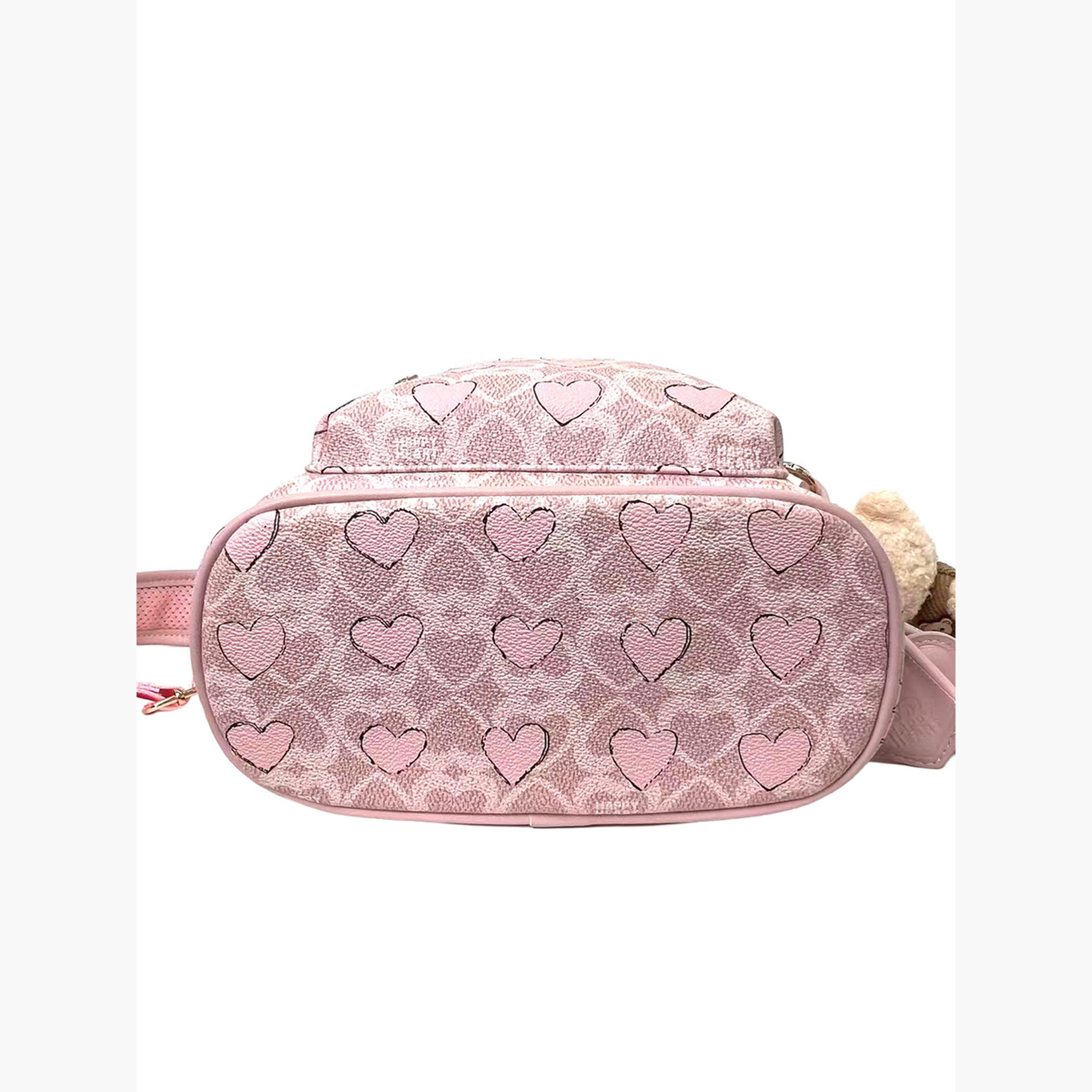 Take Two Pink Heart Printed Backpack with Plush Toy-women-bagsandwallets-backpacks-image-5