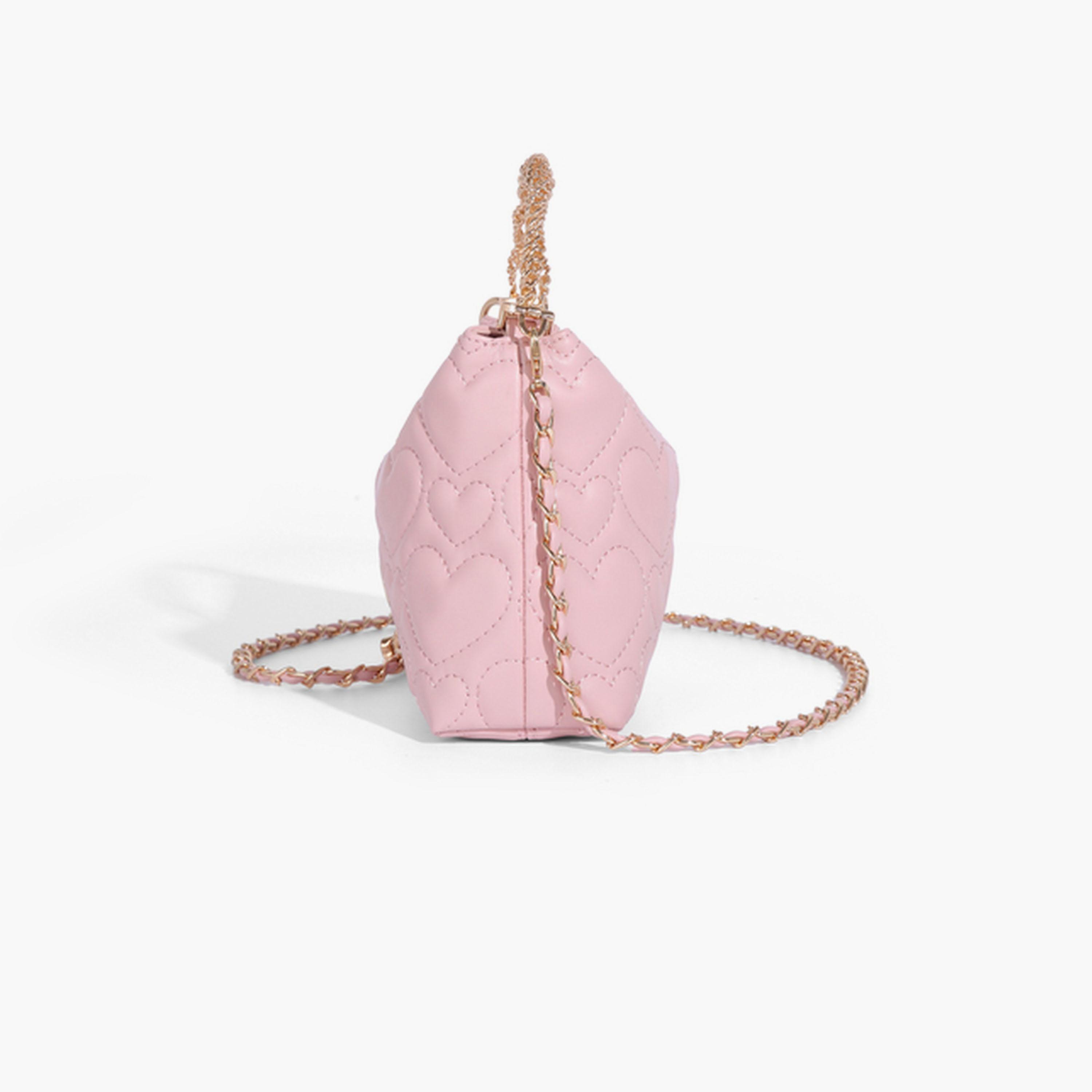 شنطة كروس مبطنة بسلسلة ذهبية بتصميم قلب باللون الوردي-women-bagsandwallets-handbags-image-4