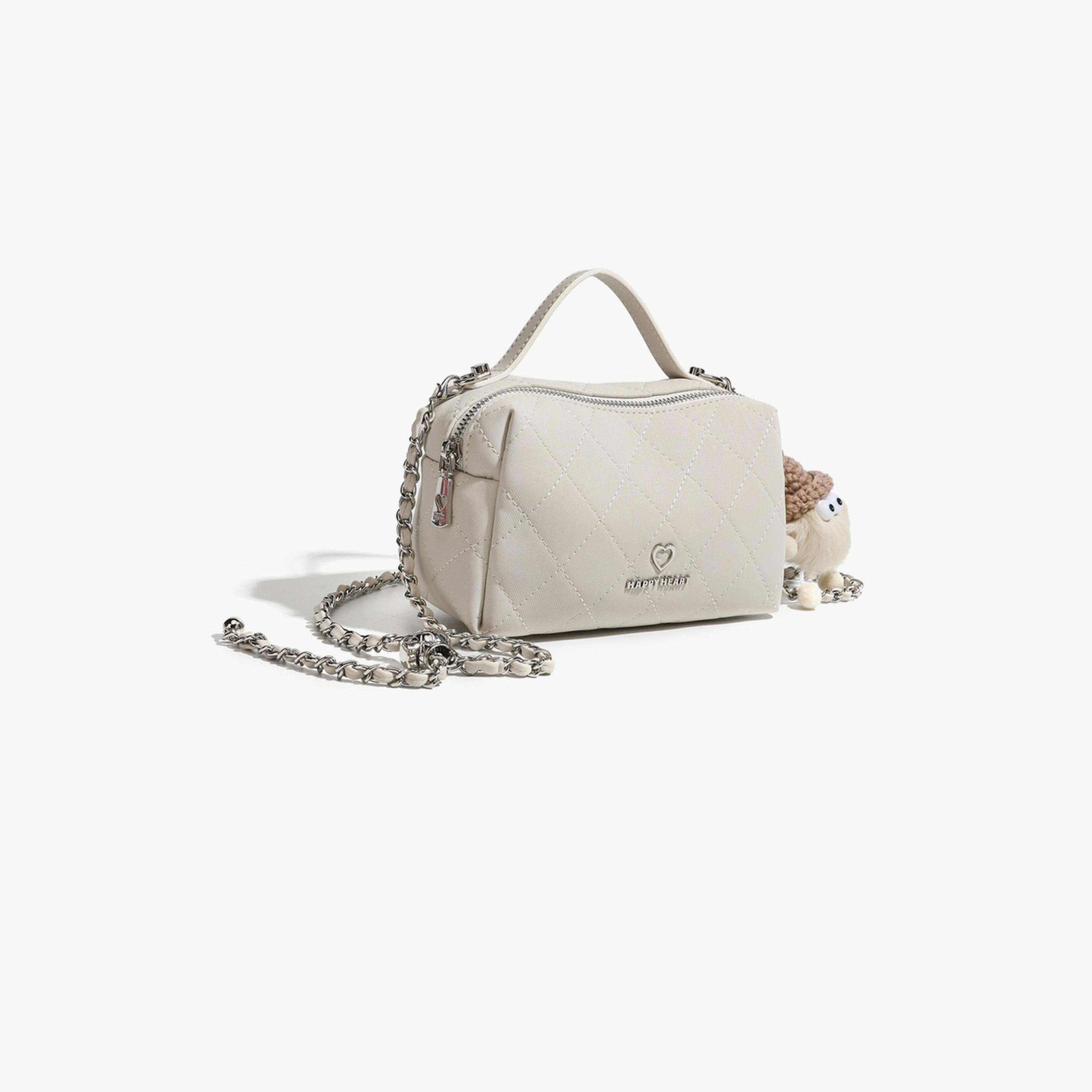 شنطة كروس مبطنة بحزام سلسلة باللون الأبيض-women-bagsandwallets-handbags-image-2