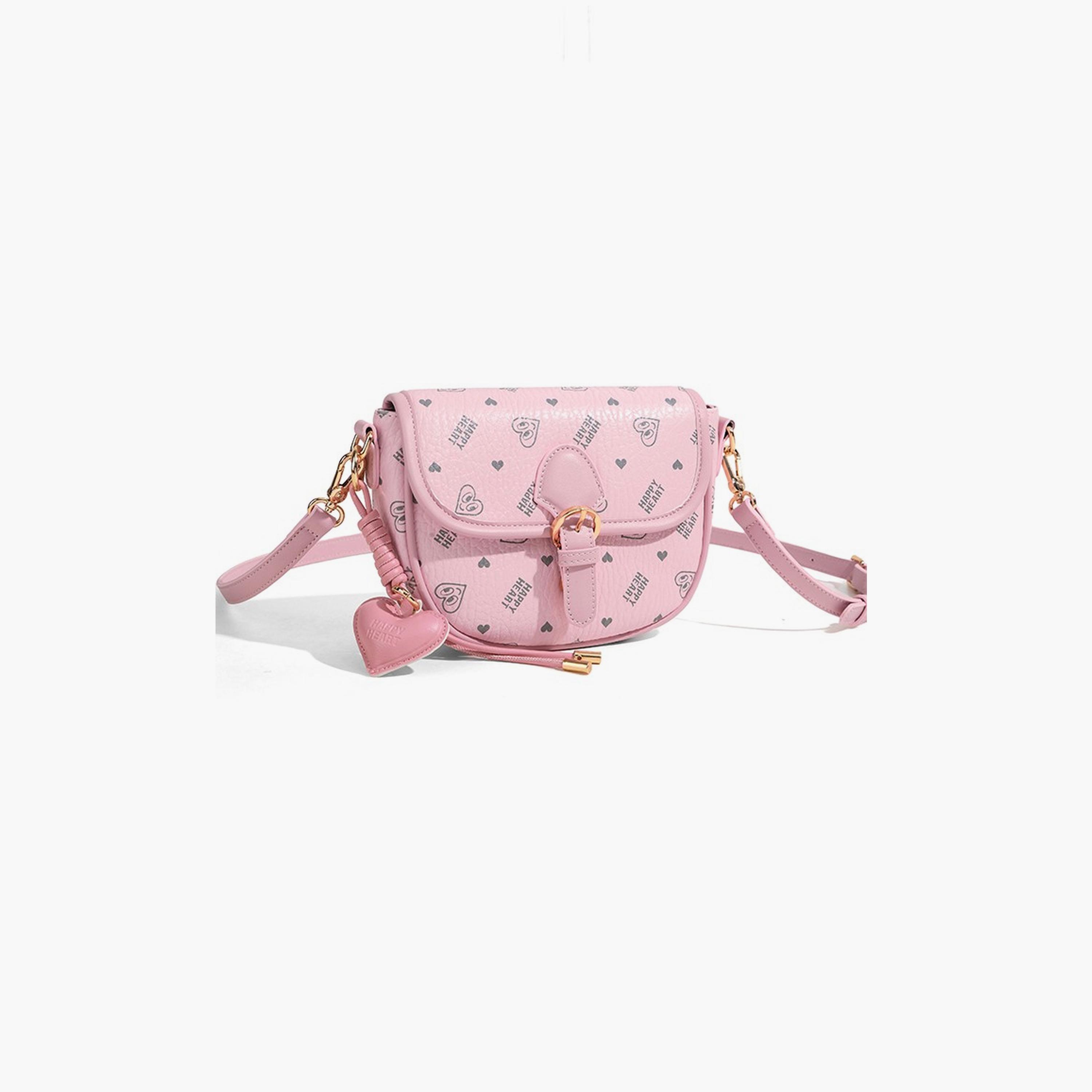 Take Two Pink Happy Heart Print Crossbody Bag-women-bagsandwallets-handbags-image-1