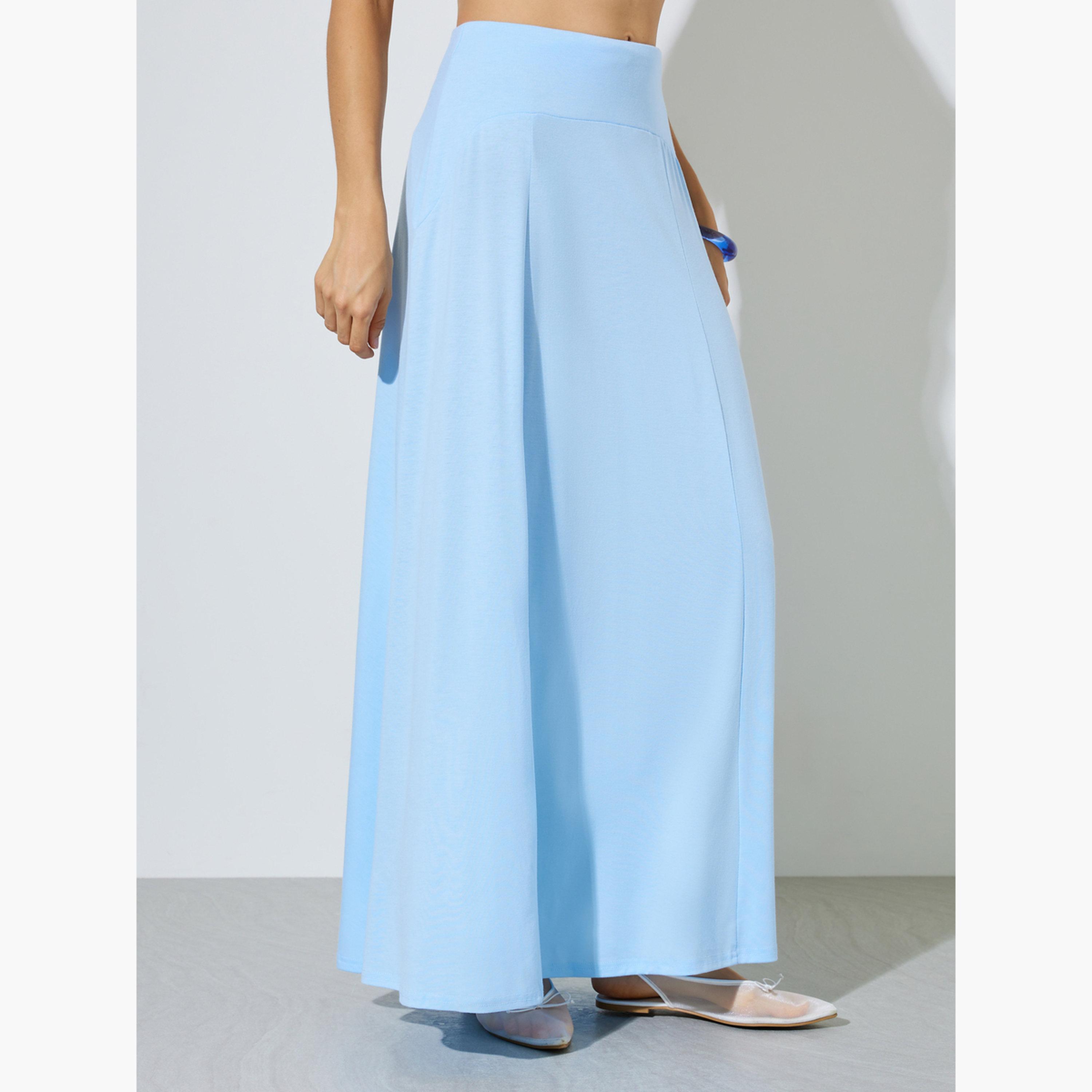 Styli Blue Knit Tank Top and A-Line Maxi Skirts Set-women-clothing-coordsets-image-5