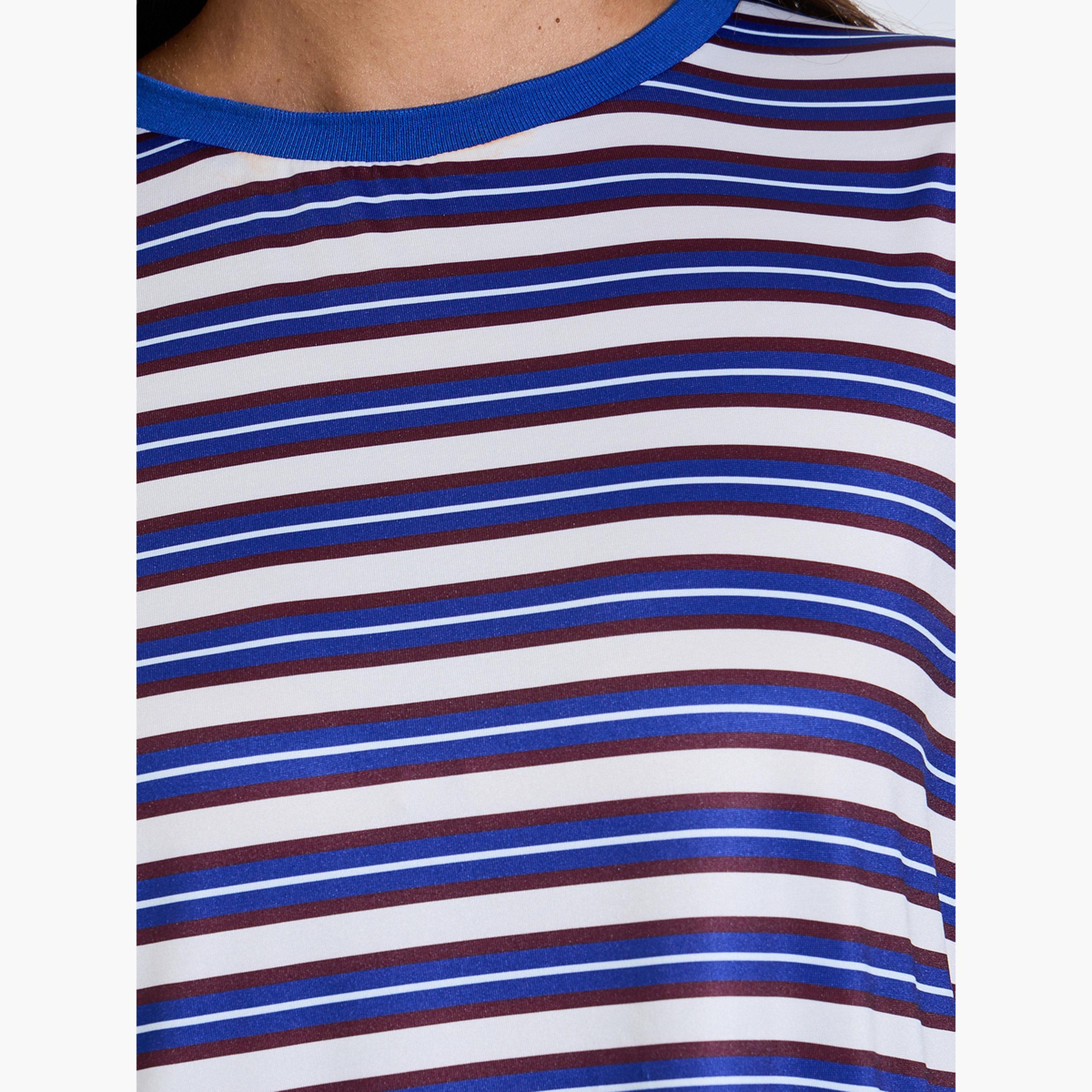تيشيرت واسع بكتف منسدل ونمط مخطط-women-clothing-tshirts-image-5