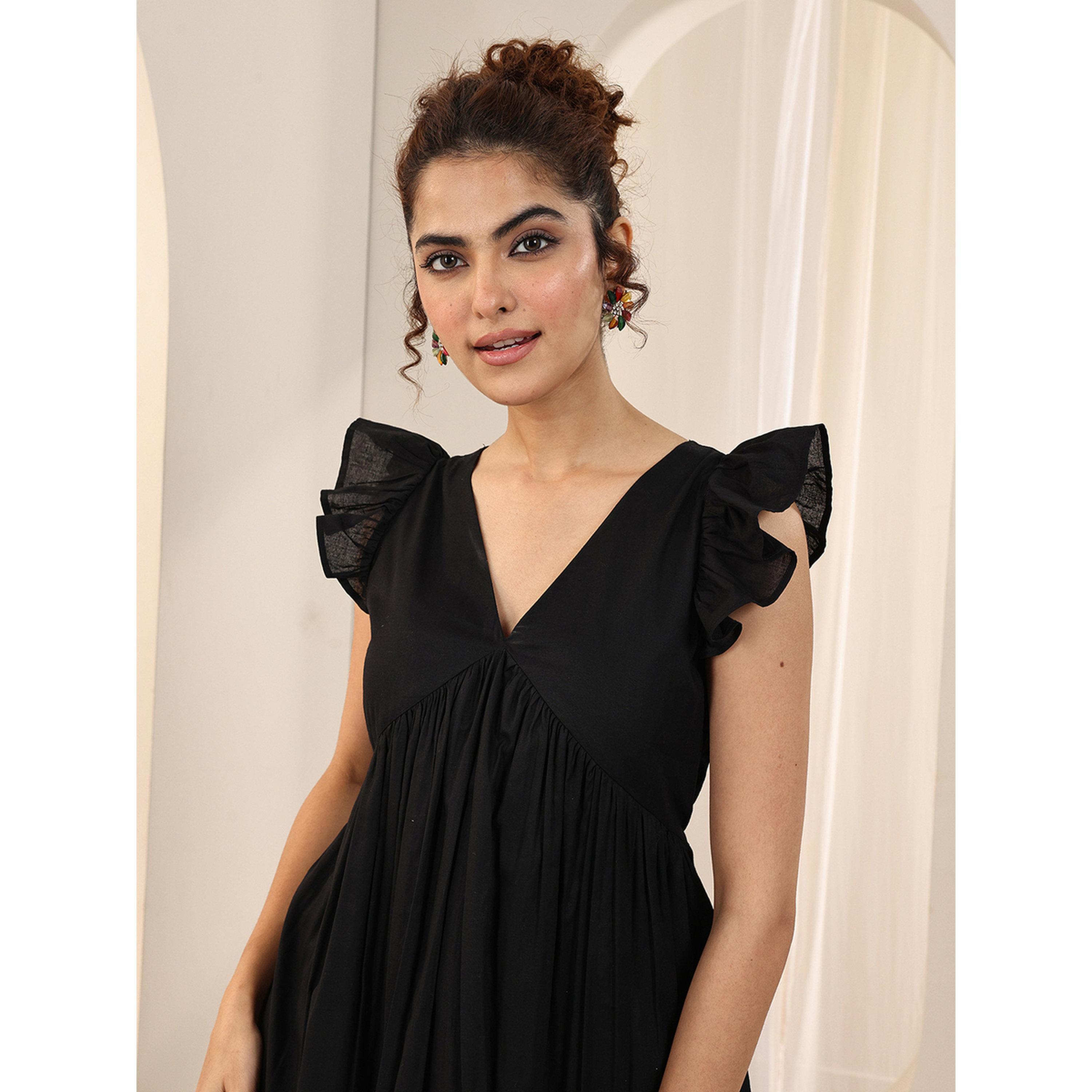 Libas X Styli Black Solid Cotton Tiered Midi Dress-women-clothing-dresses-image-6