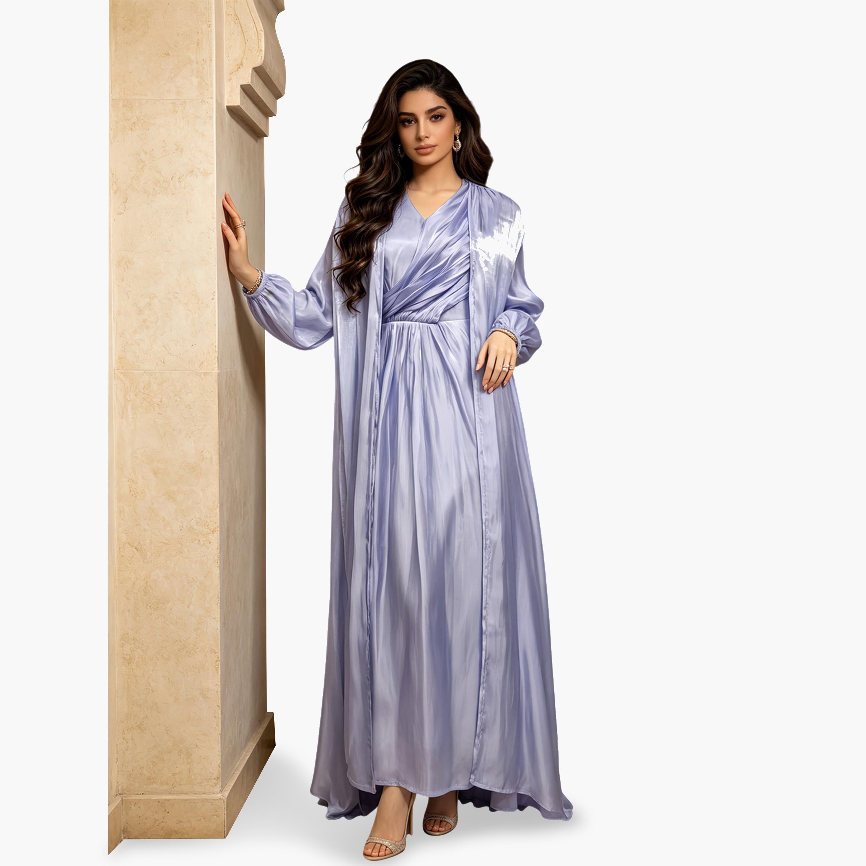 Take Two 2-Piece Plain Long Sleeves Draped Jalabiya Set-women-arabicclothing-sets-image-5