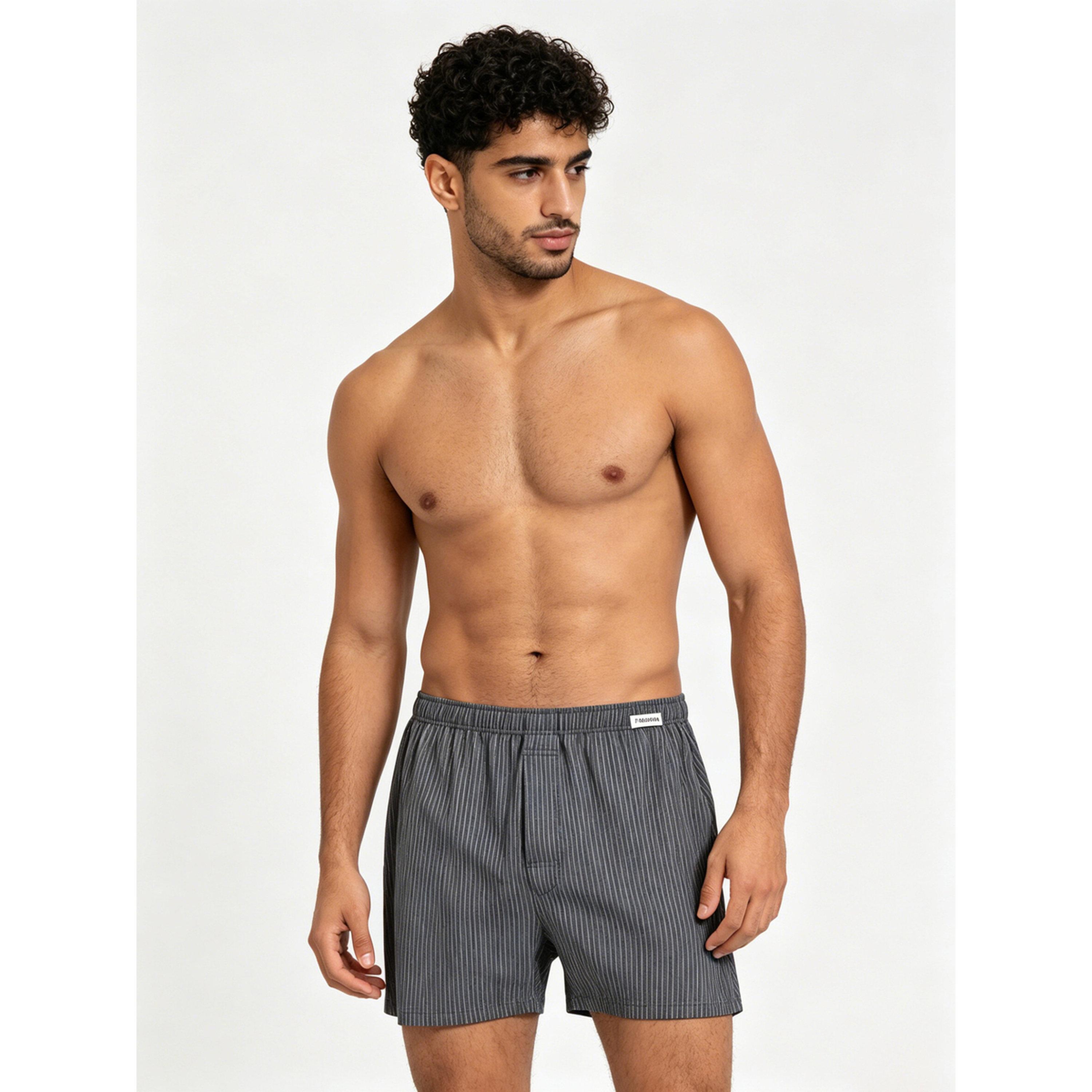Take Two Charcoal Striped Cotton Boxer Shorts-men-clothing-innerwear-underwear-image-1
