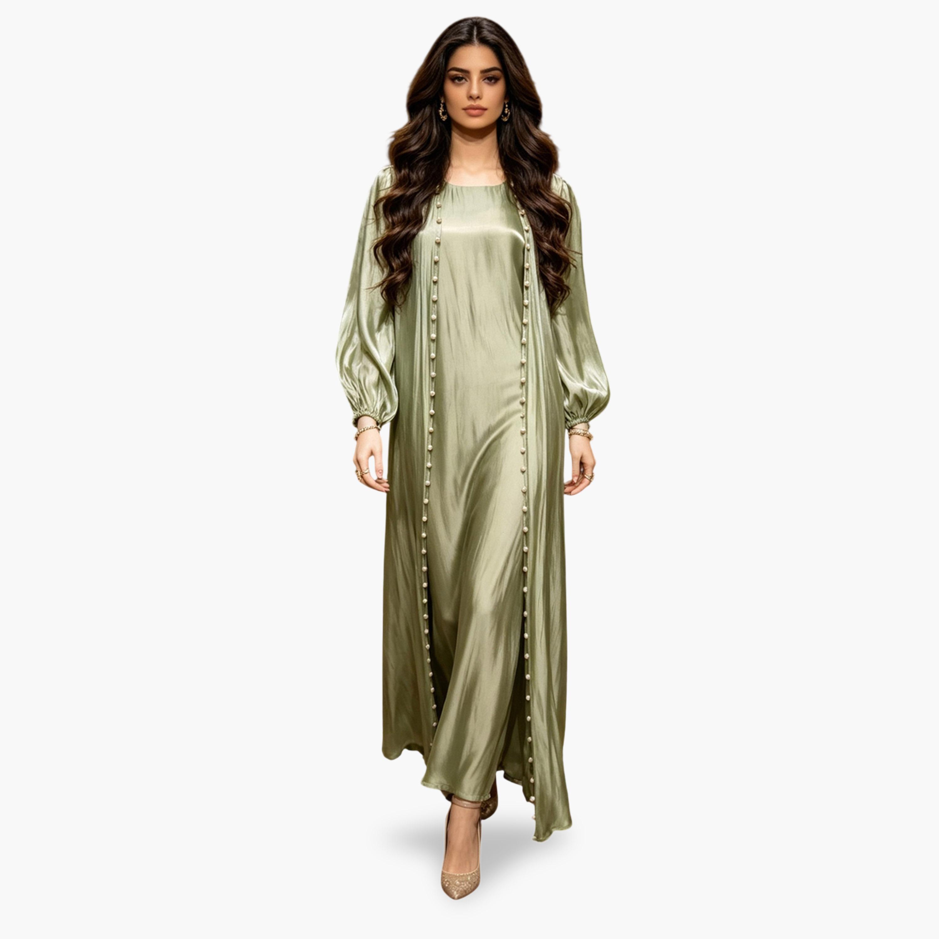 عباية مزينة باللون الأخضر-women-arabicclothing-abayas-image-4