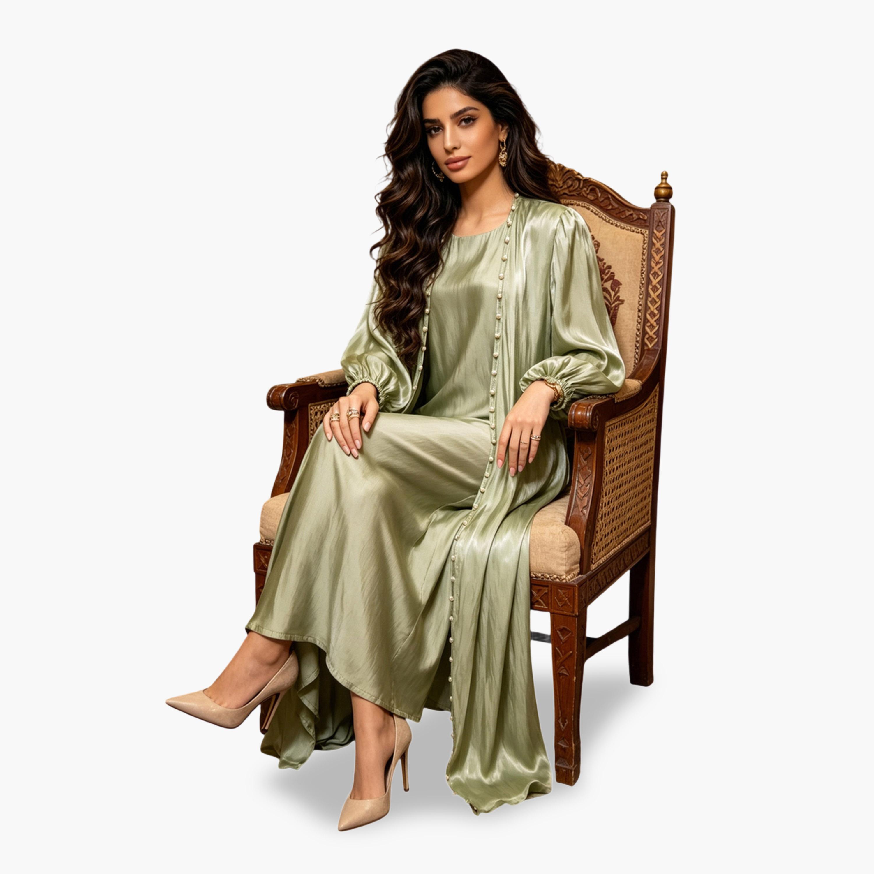 عباية مزينة باللون الأخضر-women-arabicclothing-abayas-image-5
