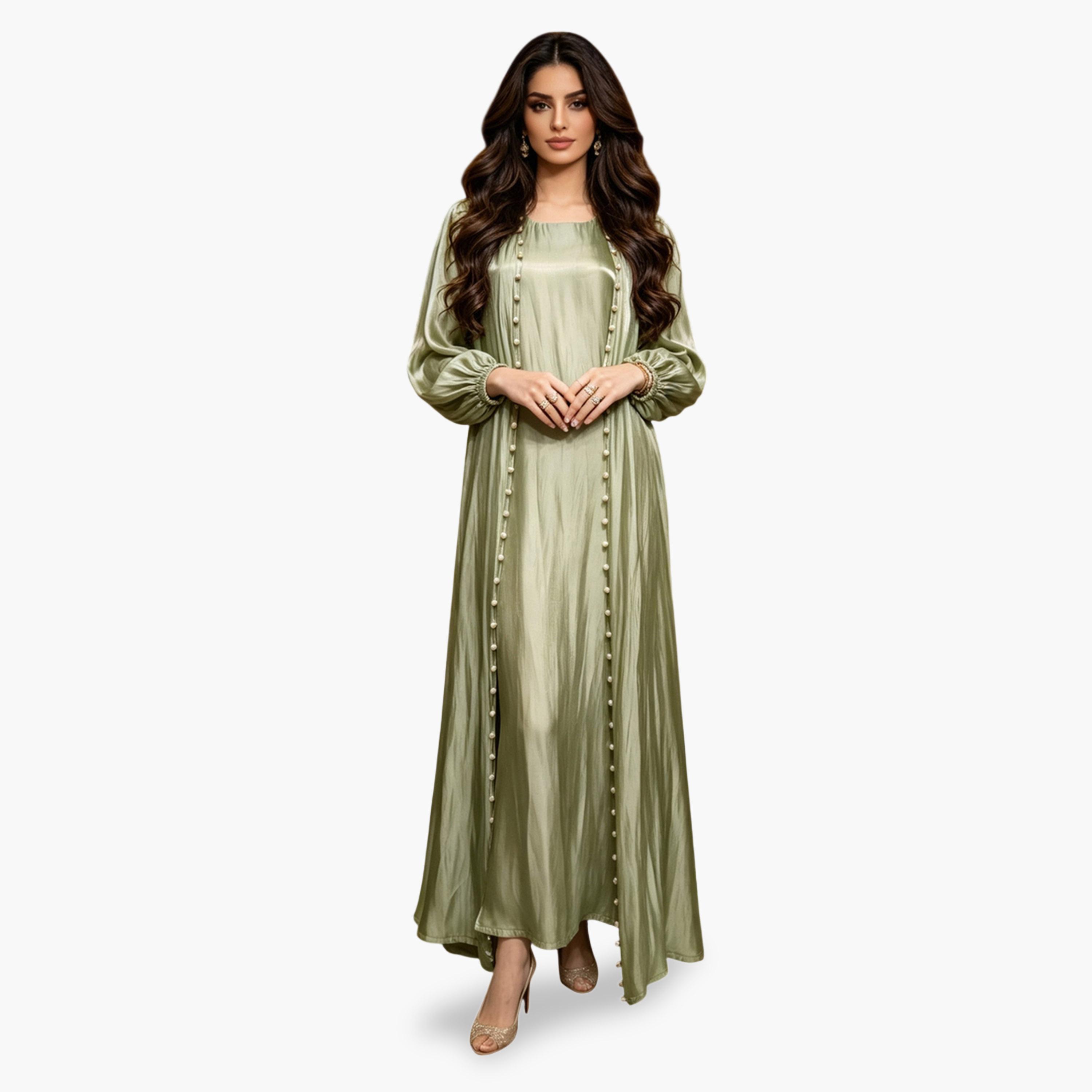 عباية مزينة باللون الأخضر-women-arabicclothing-abayas-image-6
