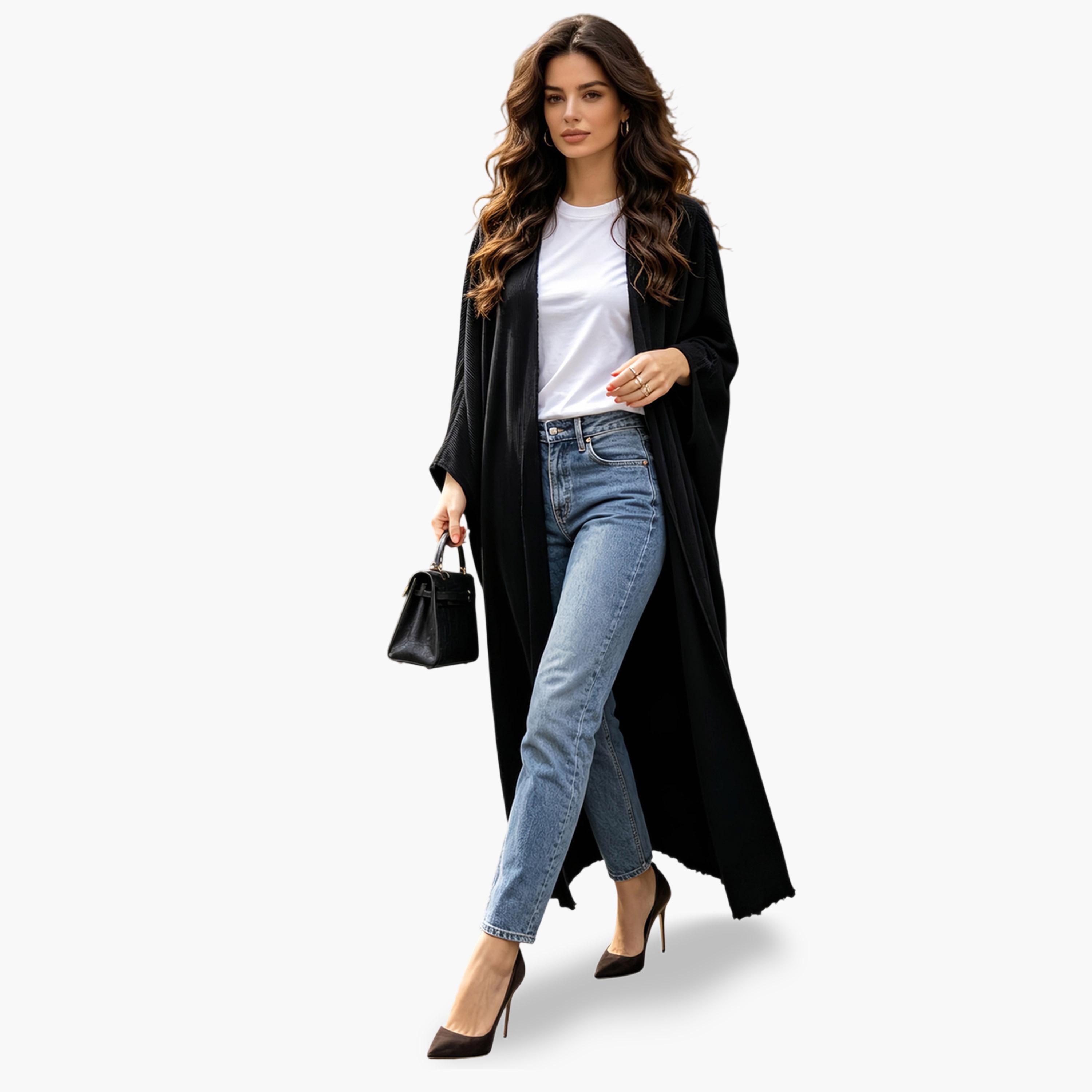 عباية مفتوحة من الأمام باللون الأسود-women-arabicclothing-abayas-image-2