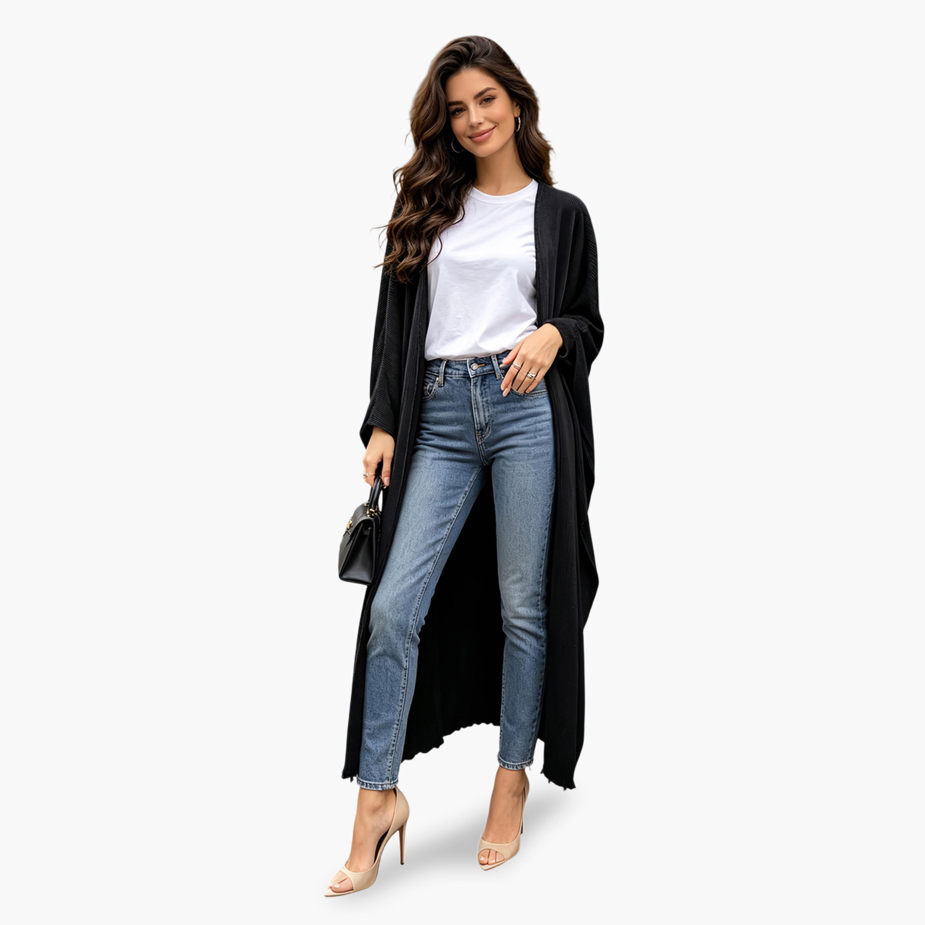 عباية مفتوحة من الأمام باللون الأسود-women-arabicclothing-abayas-image-4