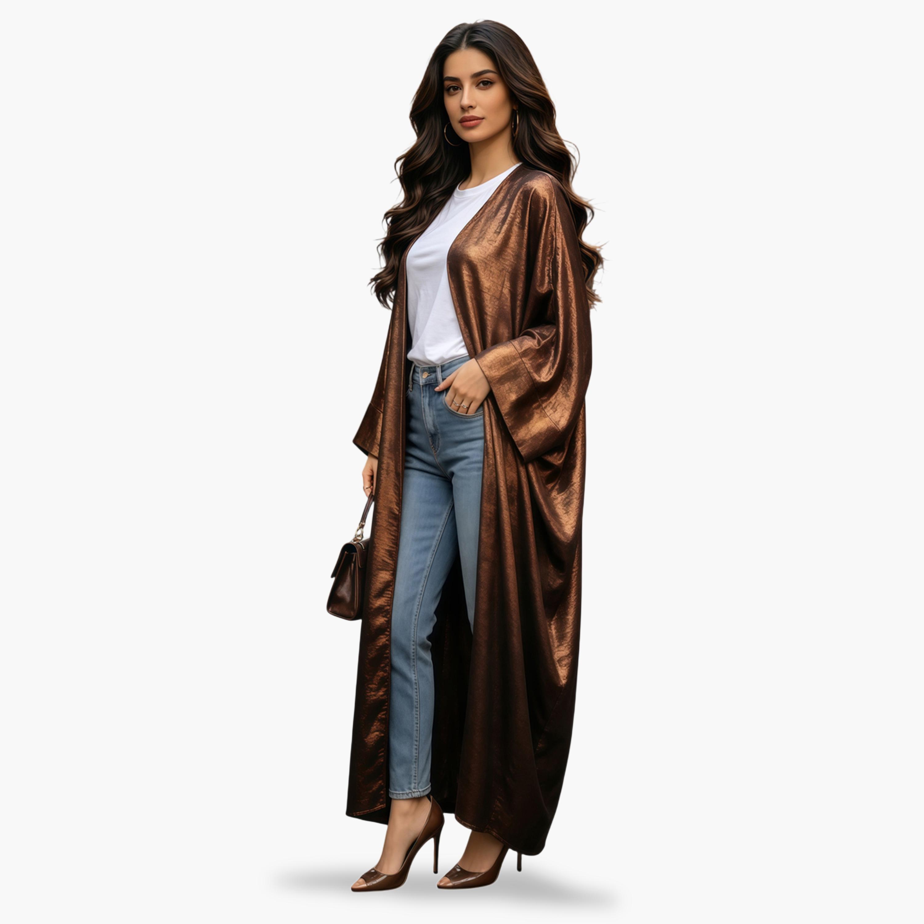 عباية بتفاصيل براقة باللون البرونزي-women-arabicclothing-abayas-image-1