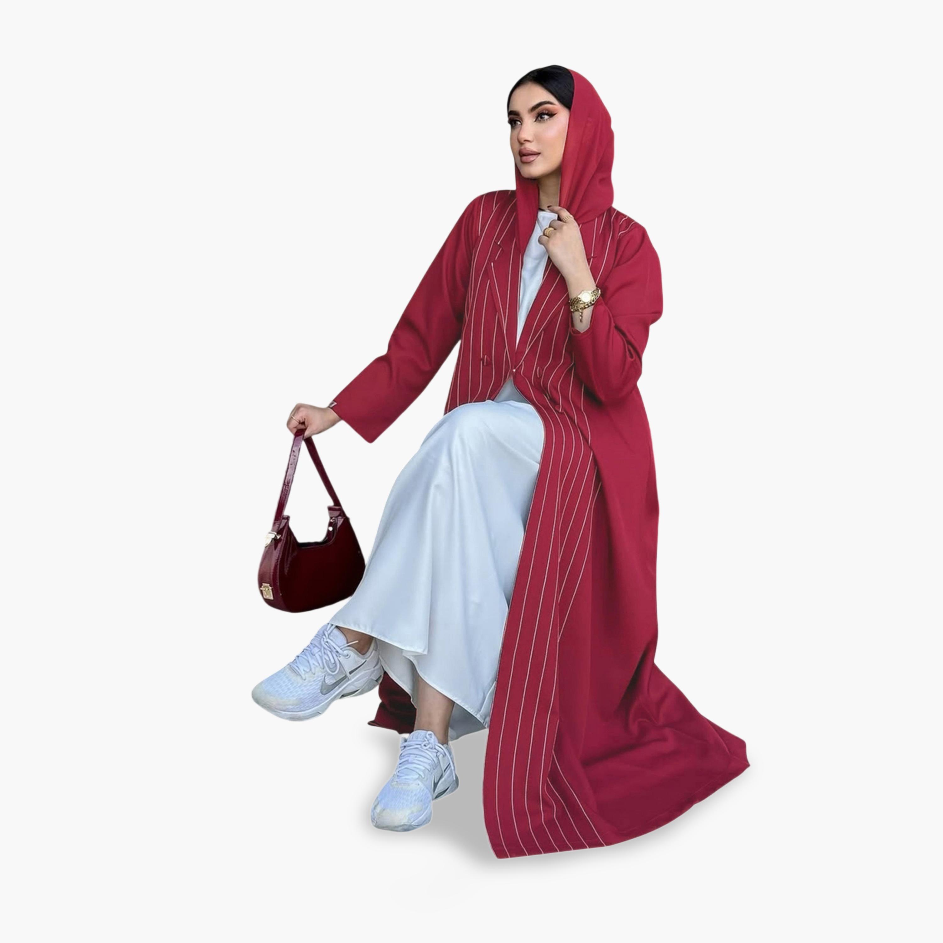 Take Two Maroon Striped Abaya-women-arabicclothing-abayas-image-2