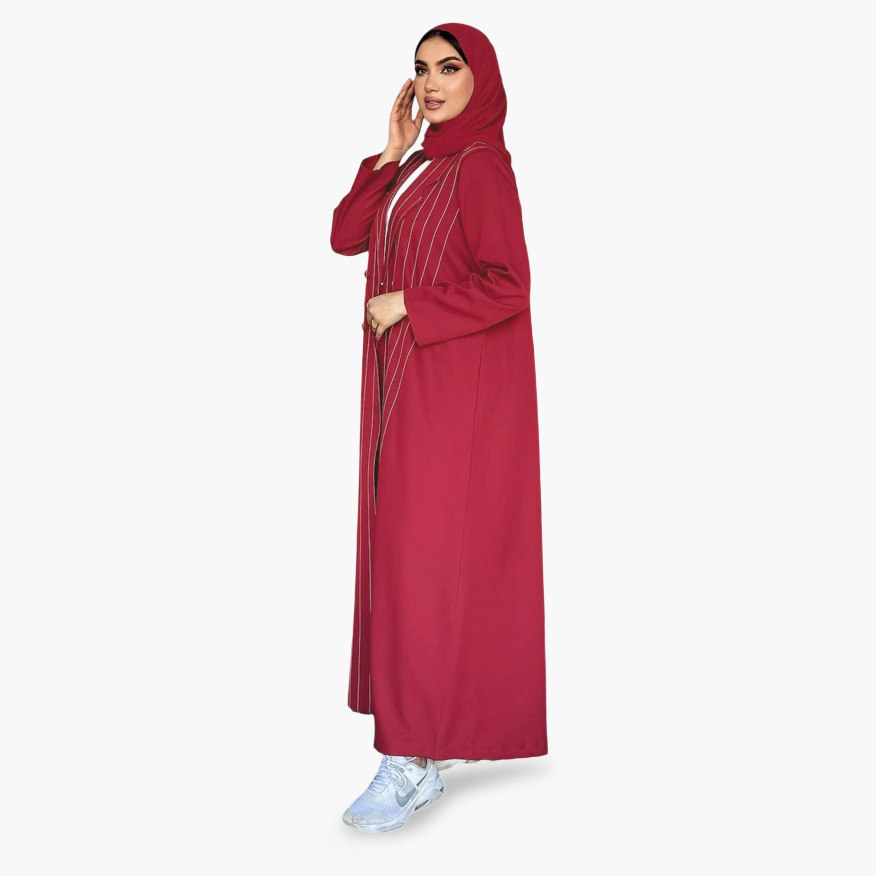 Take Two Maroon Striped Abaya-women-arabicclothing-abayas-image-3