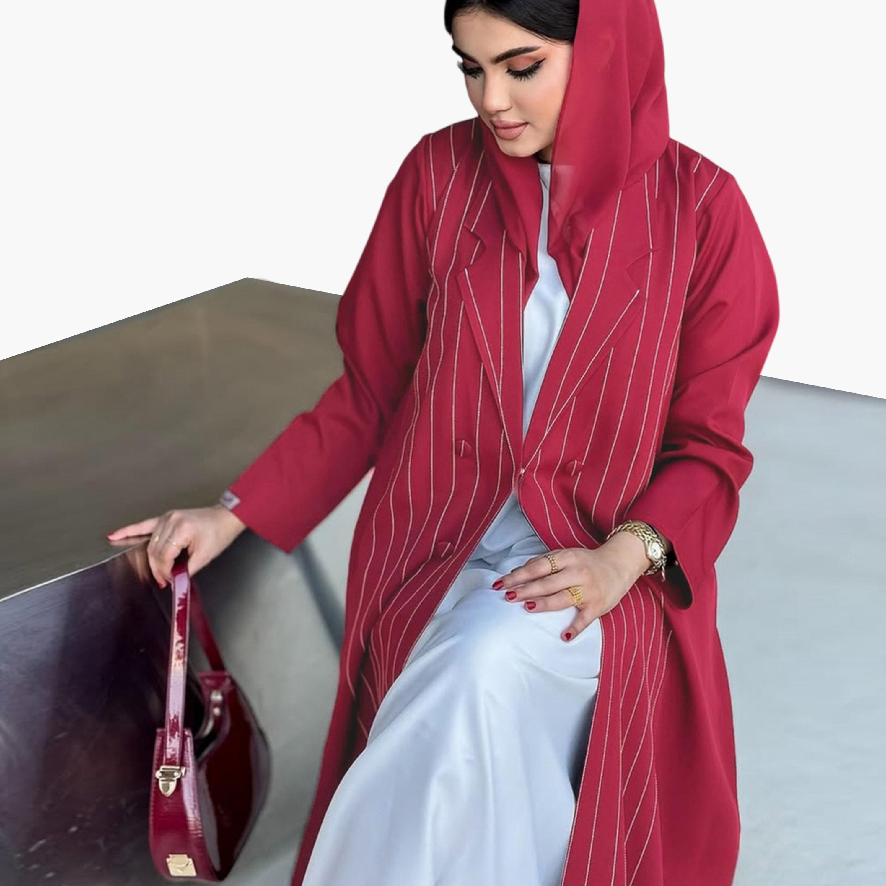 Take Two Maroon Striped Abaya-women-arabicclothing-abayas-image-4