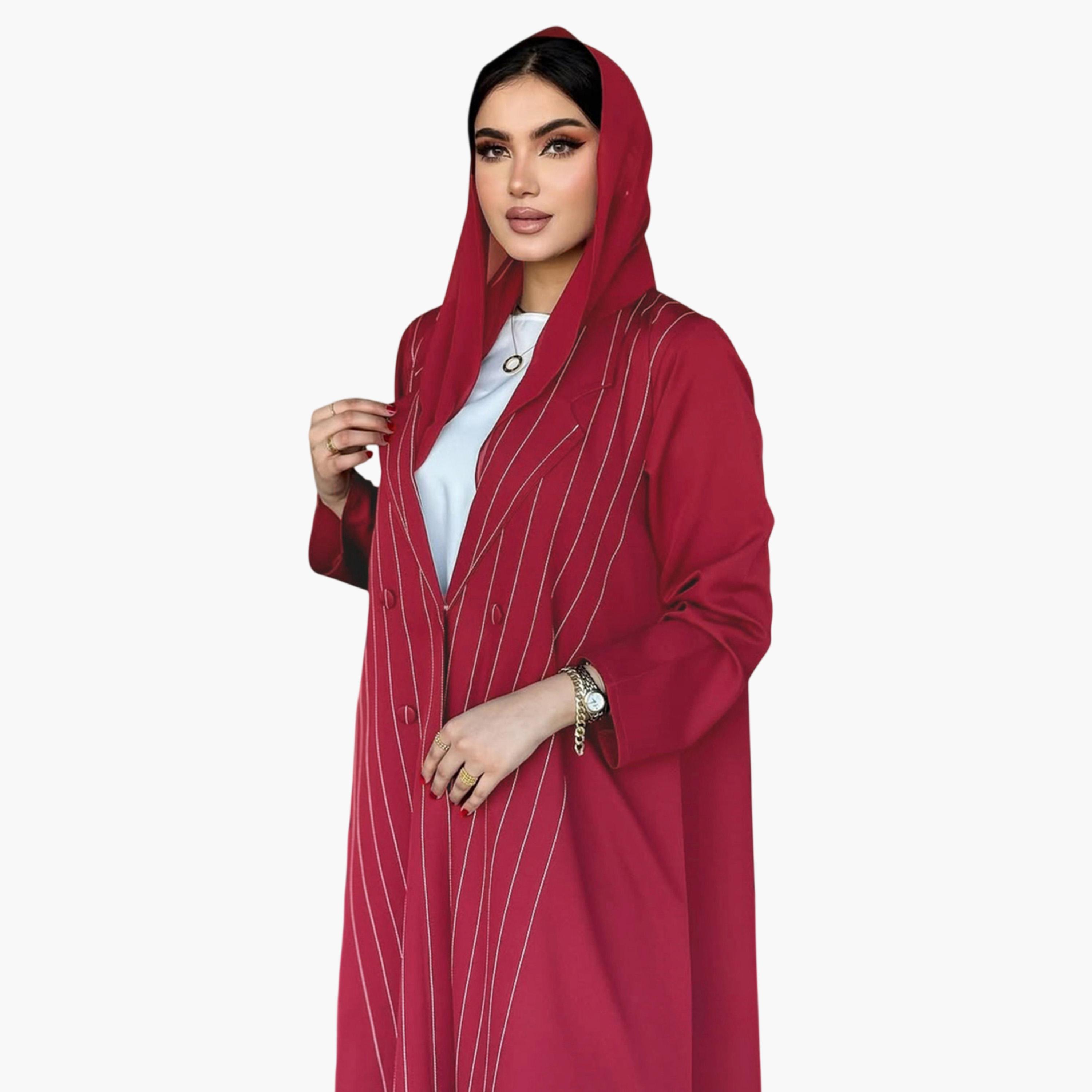 Take Two Maroon Striped Abaya-women-arabicclothing-abayas-image-5
