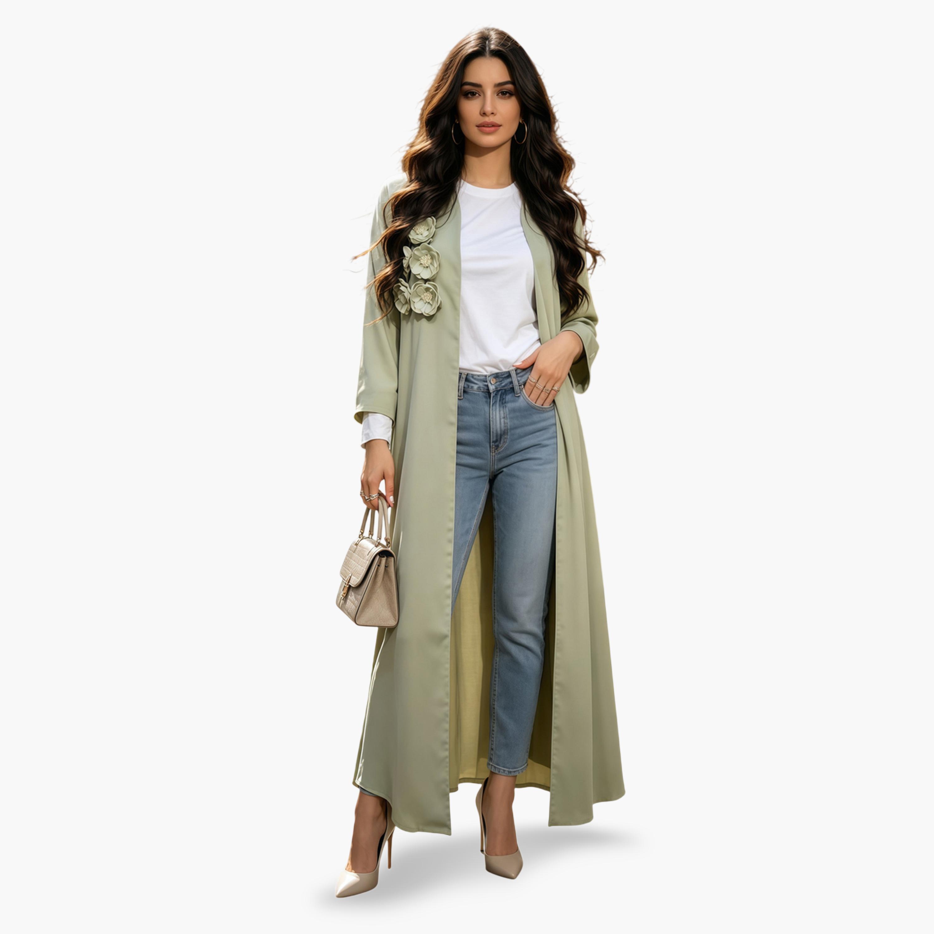 Take Two Sage Green Open Front Abaya-women-arabicclothing-abayas-image-1