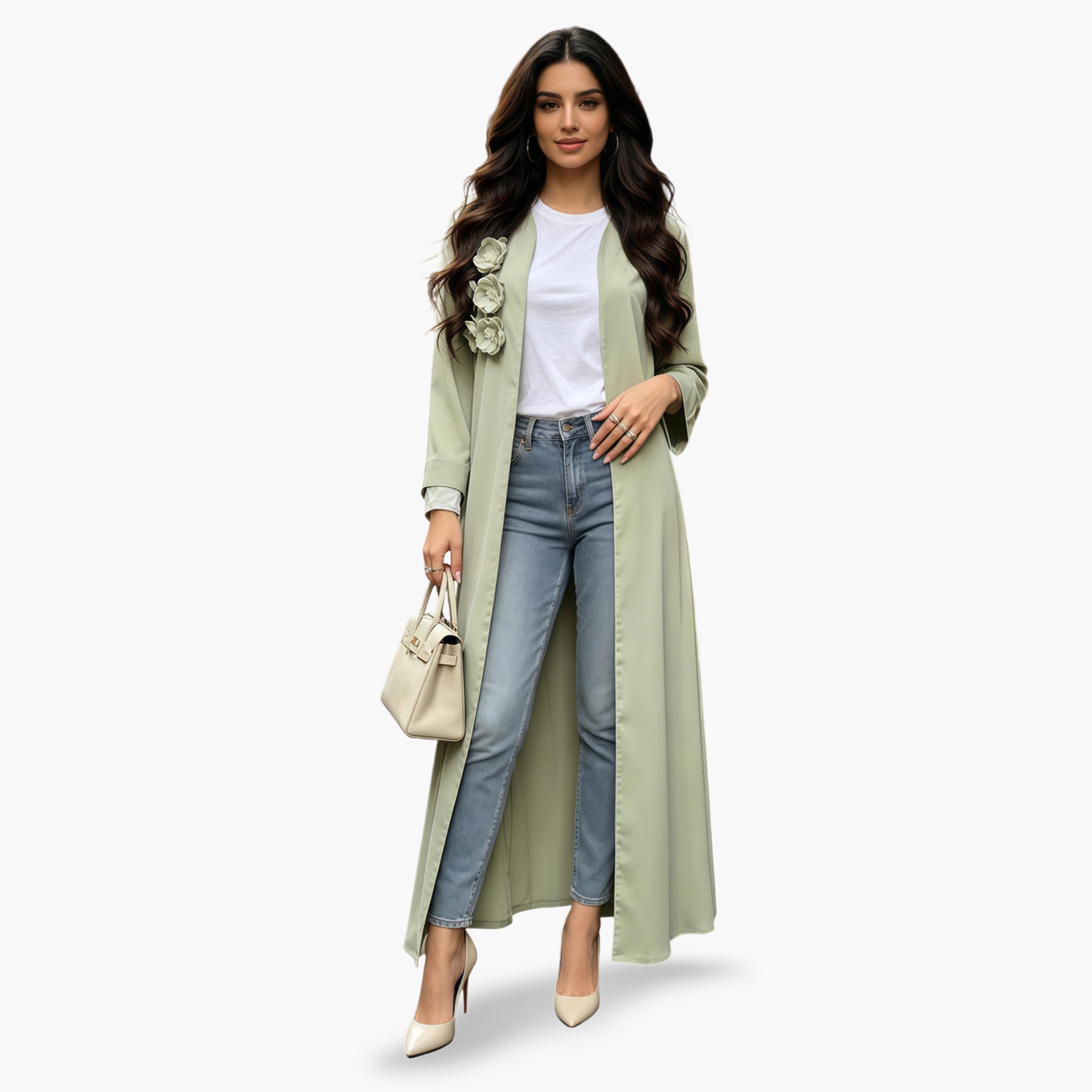 Take Two Sage Green Open Front Abaya-women-arabicclothing-abayas-image-2