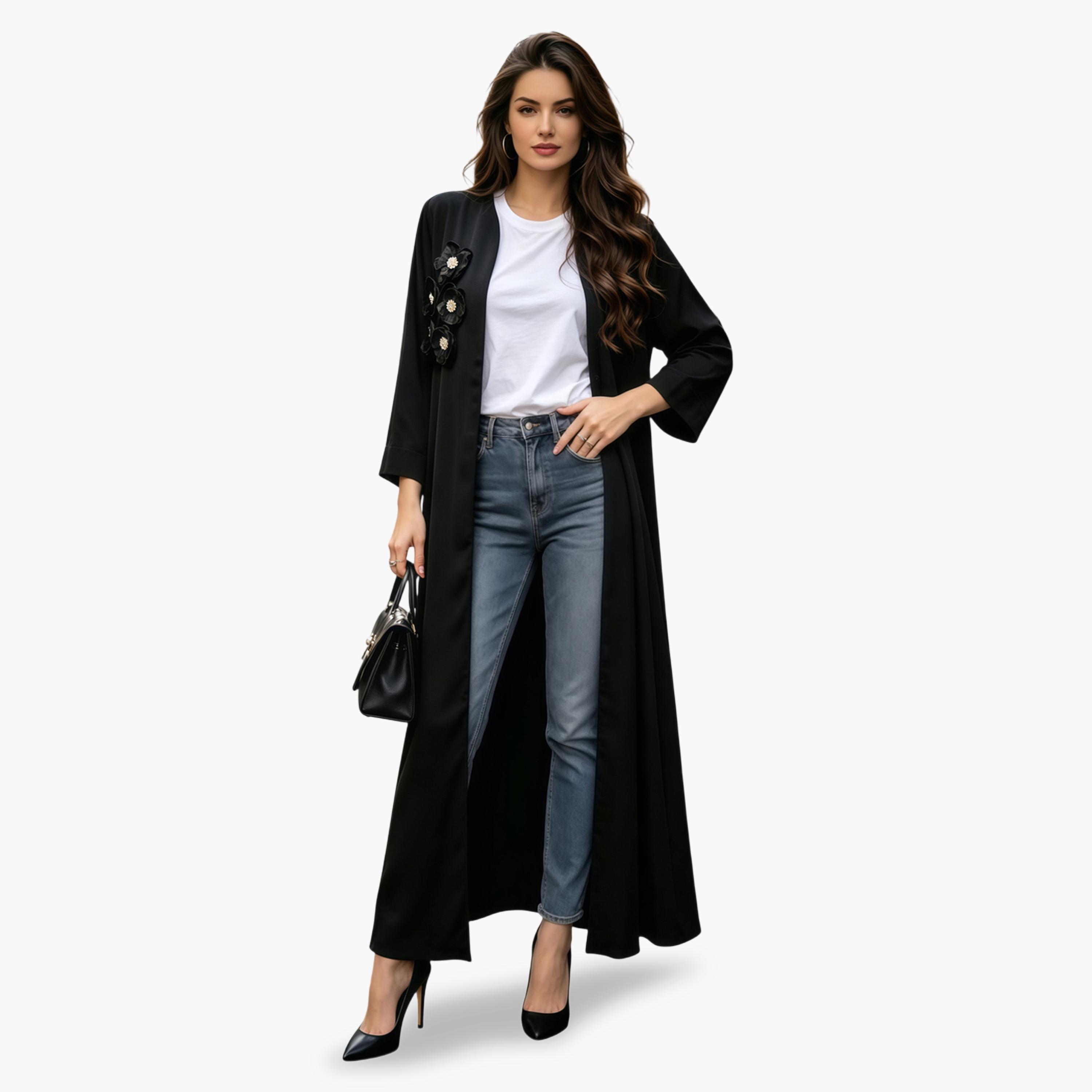 عباية سادة باللون الأسود-women-arabicclothing-abayas-image-1