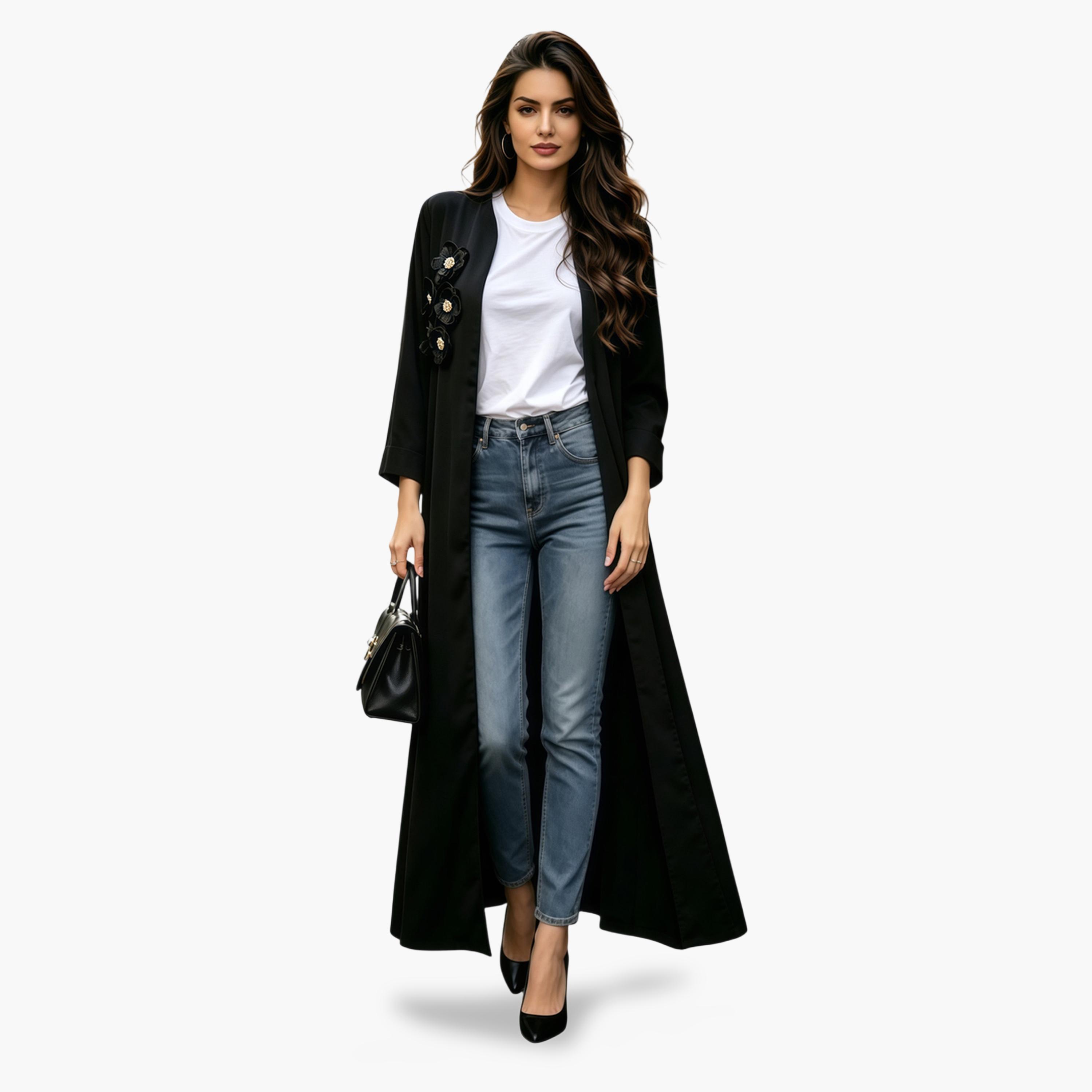 عباية سادة باللون الأسود-women-arabicclothing-abayas-image-2