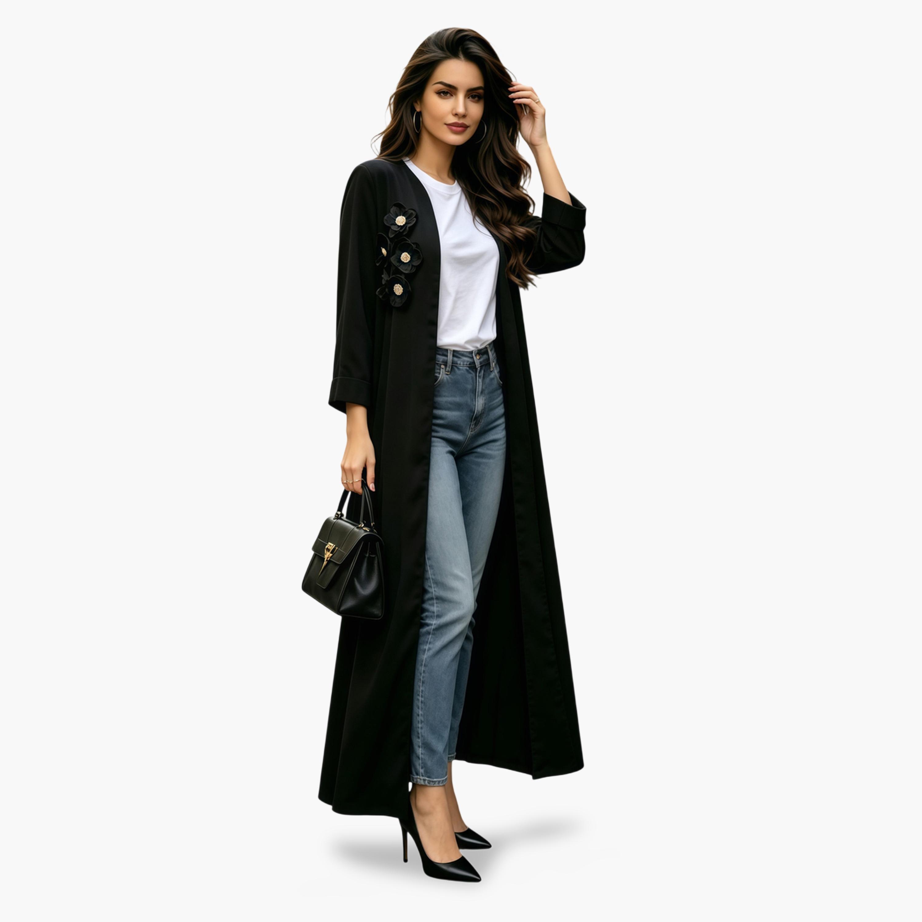 عباية سادة باللون الأسود-women-arabicclothing-abayas-image-3