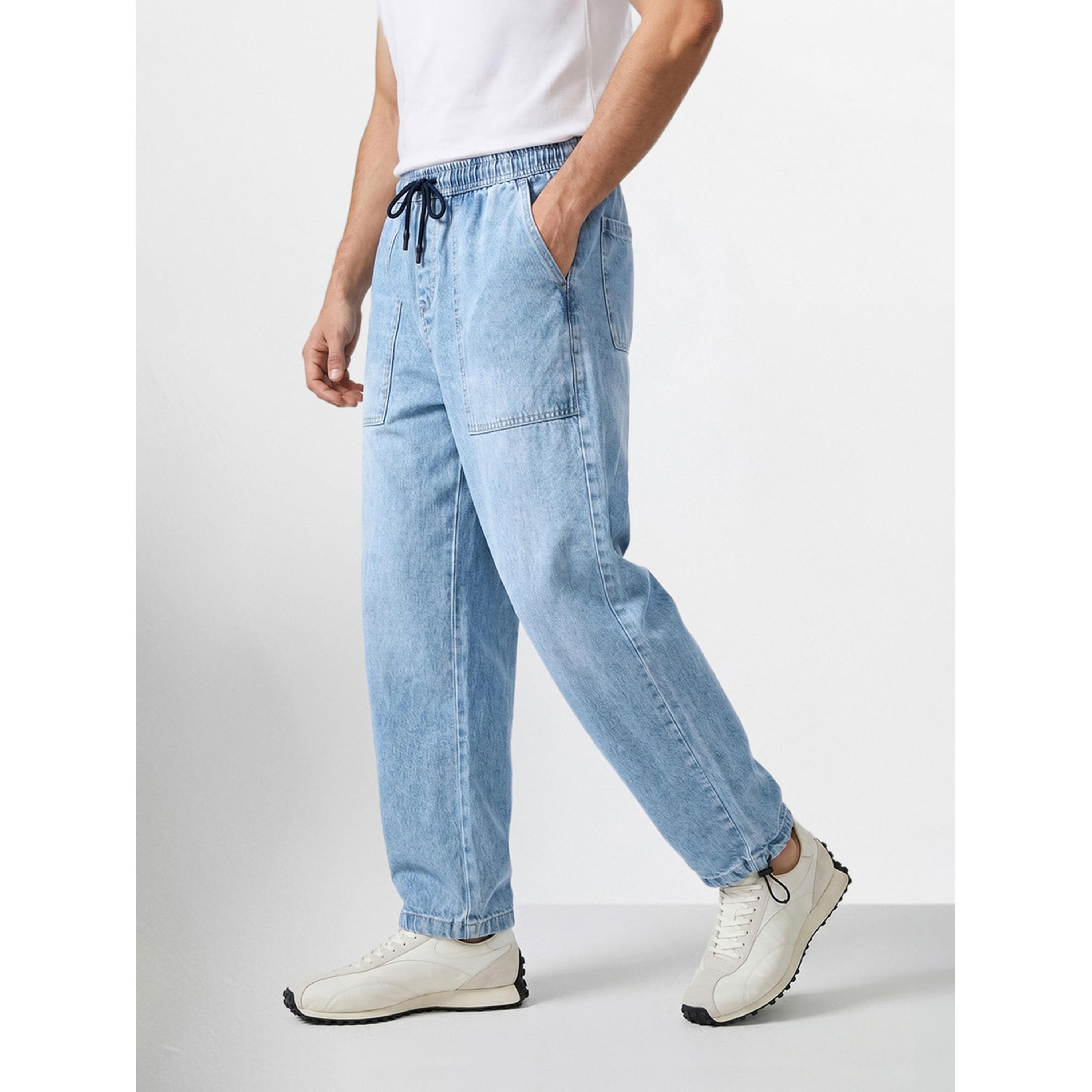 جينز جوغر سادة بقصة مريحة للرجال-men-clothing-jeans-image-5