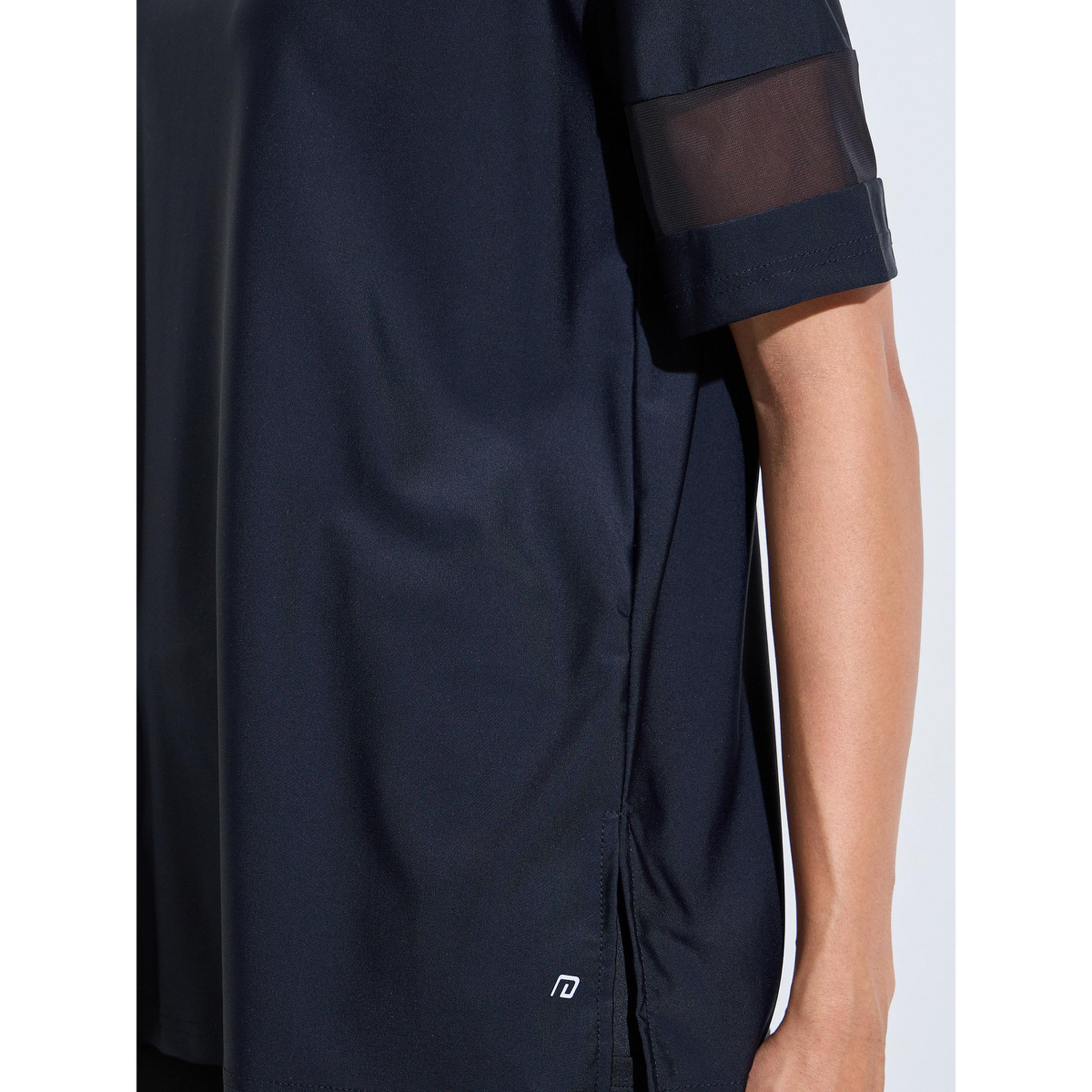 Styli Black Solid Mesh Insert Sleeves Side Slit Active T-Shirt-sports-women-clothing-tshirtsandvests-image-4