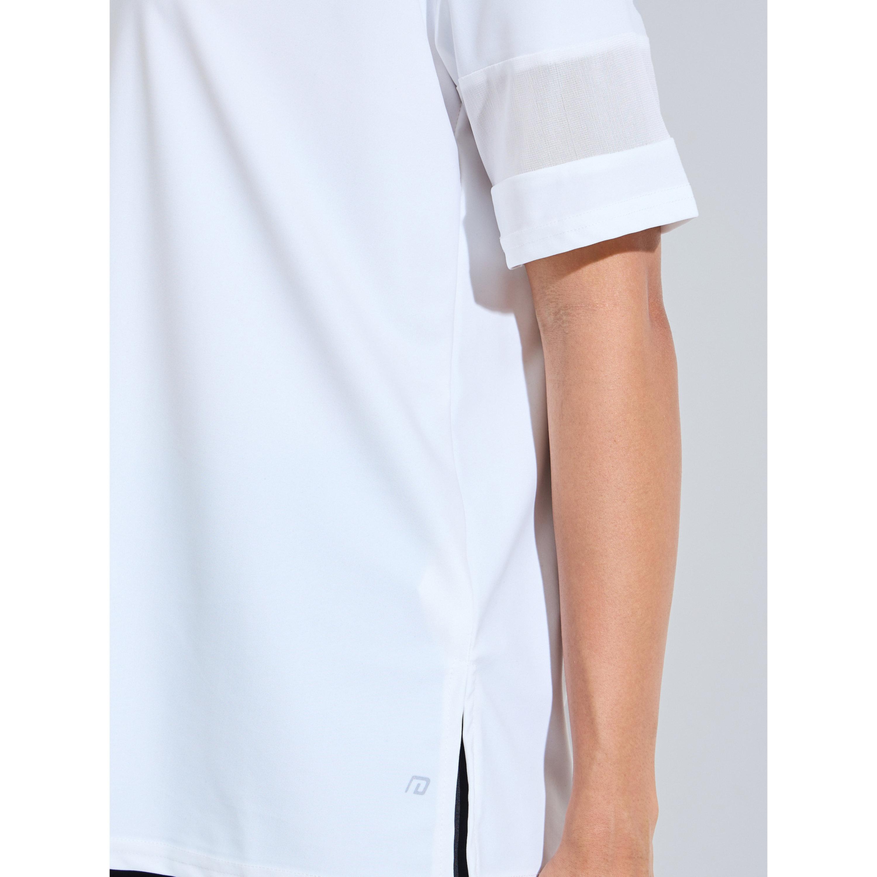 Styli White Solid Mesh Insert Sleeves Side Slit Active T-Shirt-sports-women-clothing-tshirtsandvests-image-4