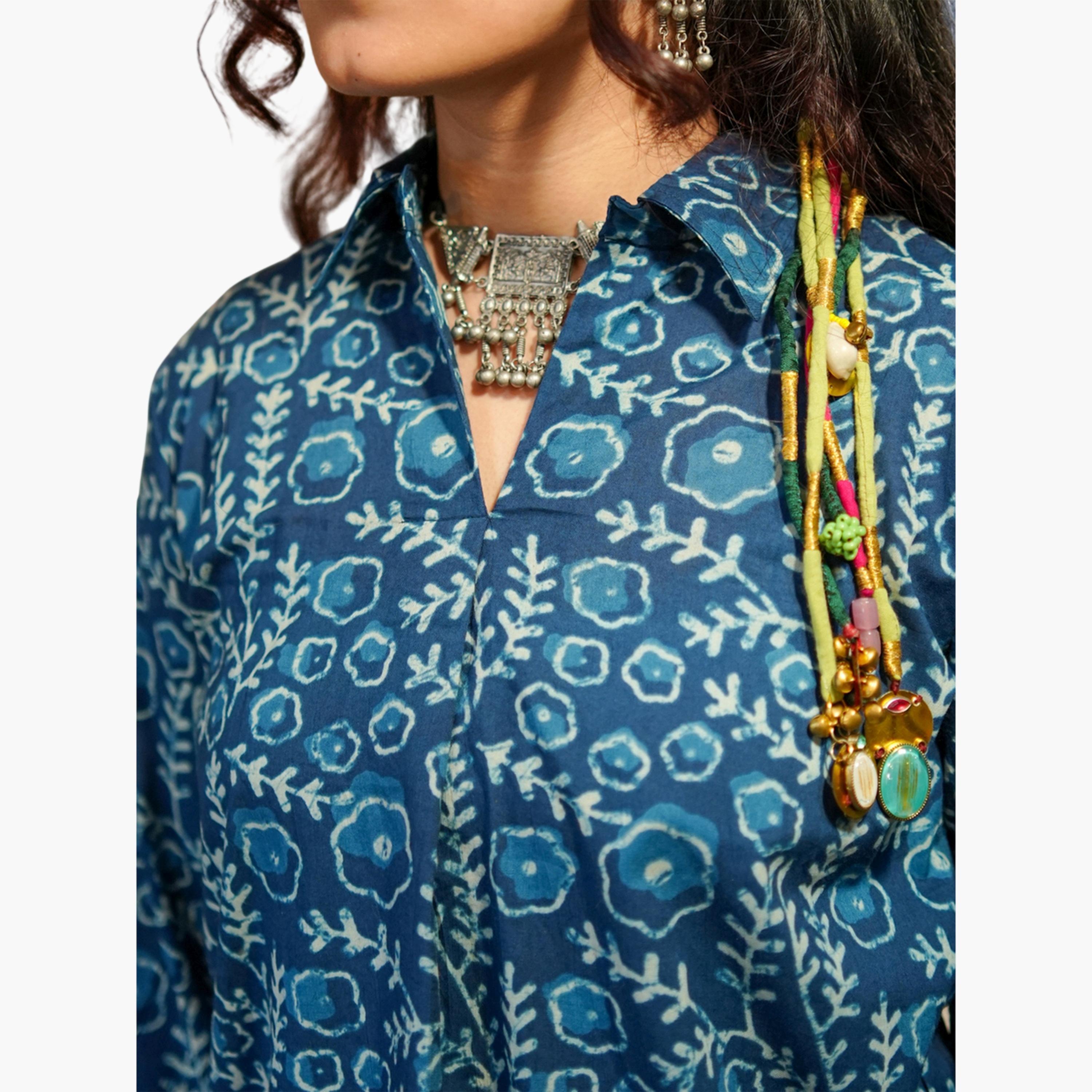 Imana X Styli Blue Floral Print Shirt and Trousers Co-Ord Set-women-clothing-coordsets-image-8