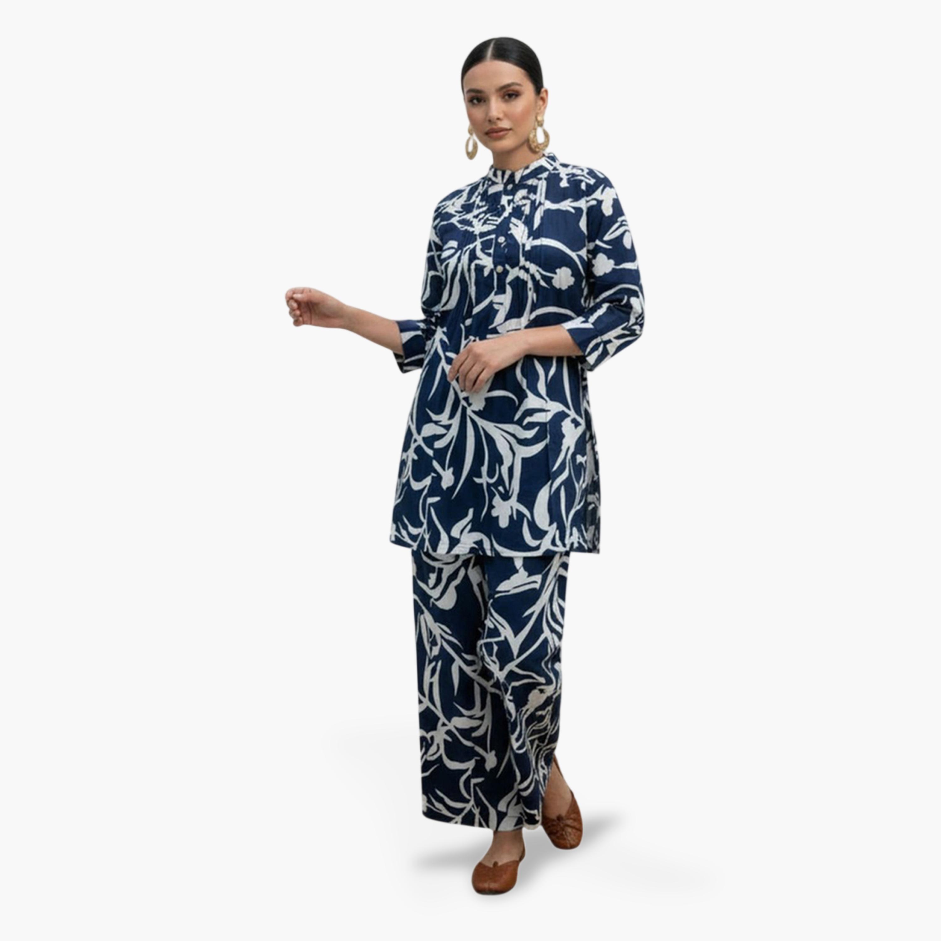Imana X Styli Multi-Color Floral Print Pleated Details Top and Trousers Co-Ord Set-women-clothing-coordsets-image-3