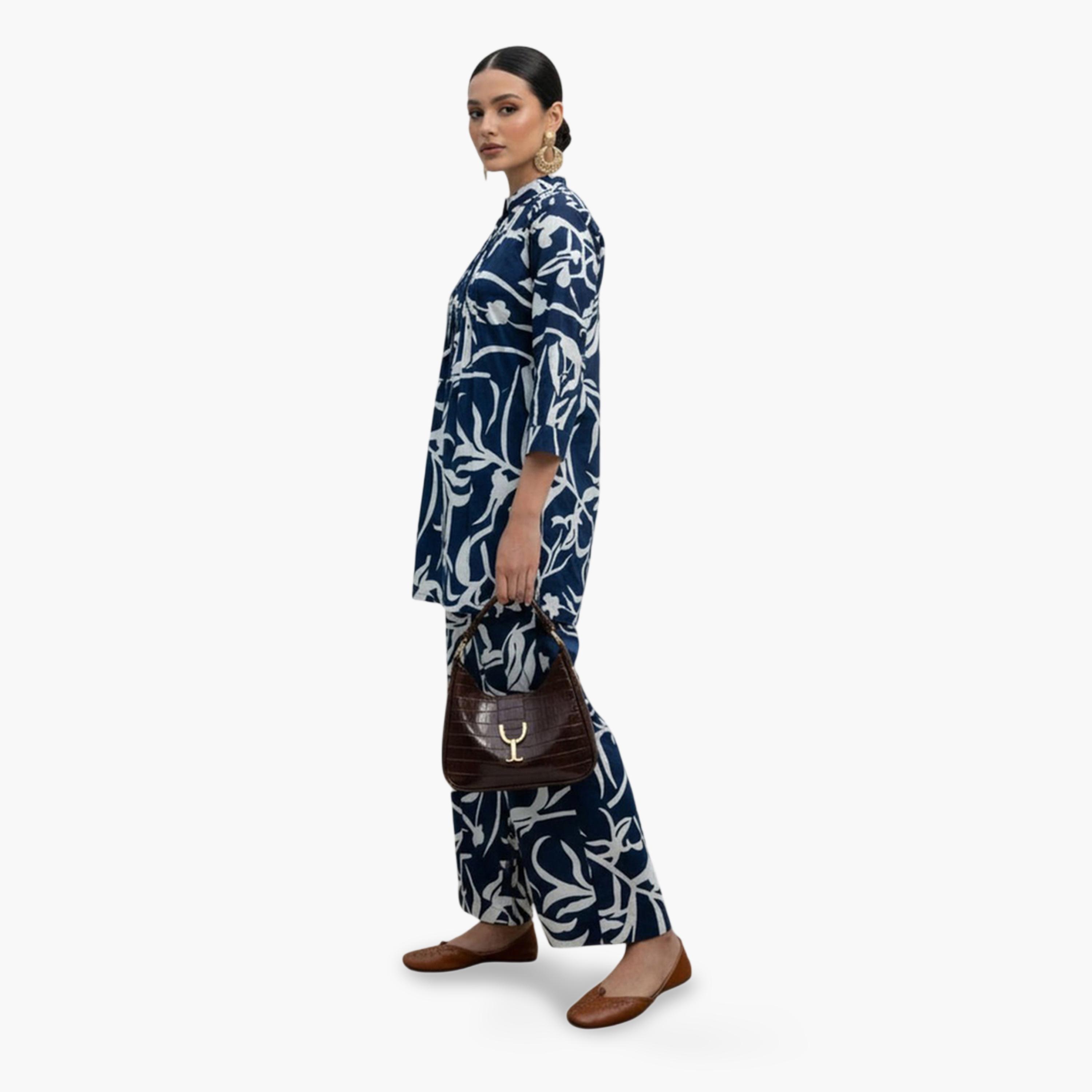 Imana X Styli Multi-Color Floral Print Pleated Details Top and Trousers Co-Ord Set-women-clothing-coordsets-image-4