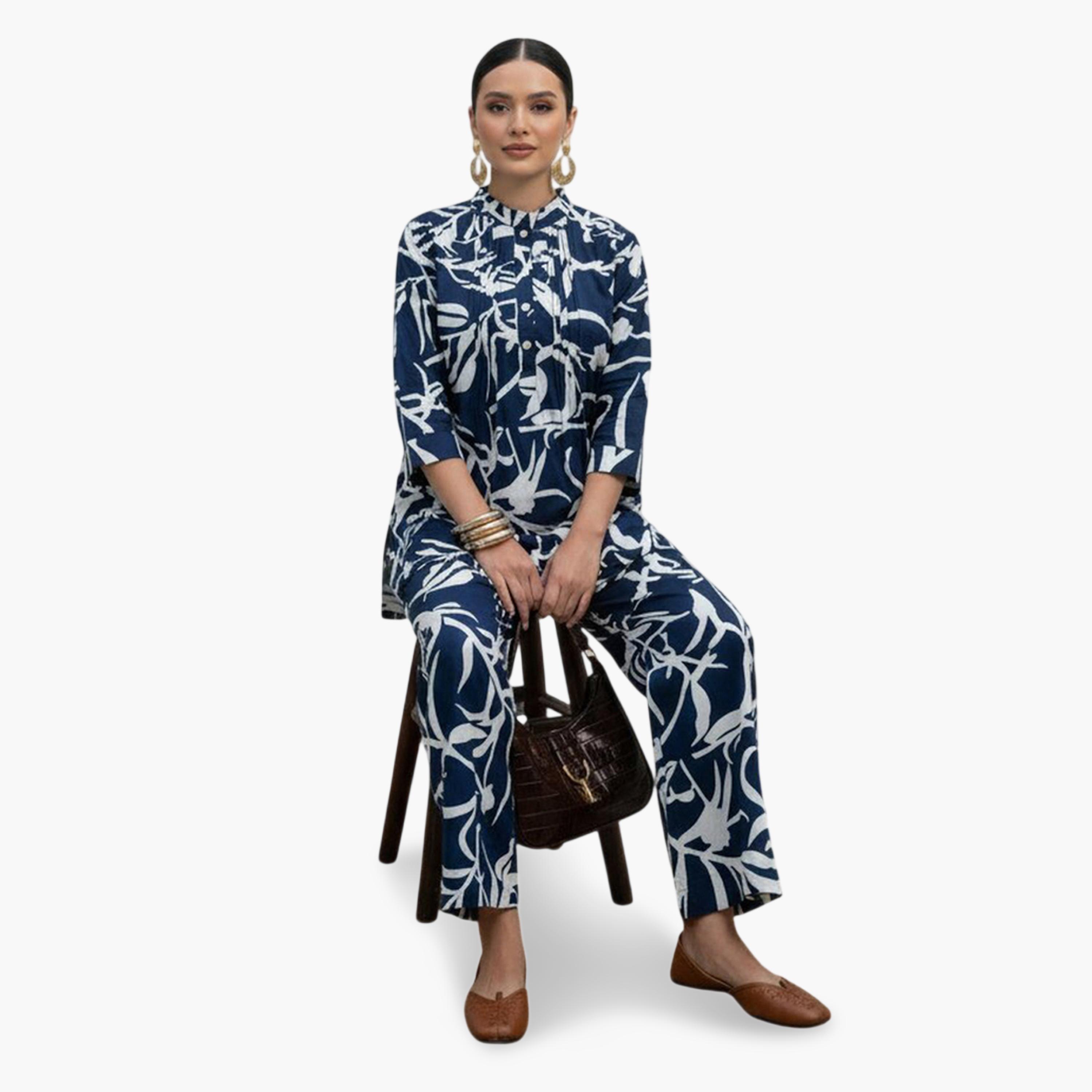 Imana X Styli Multi-Color Floral Print Pleated Details Top and Trousers Co-Ord Set-women-clothing-coordsets-image-5