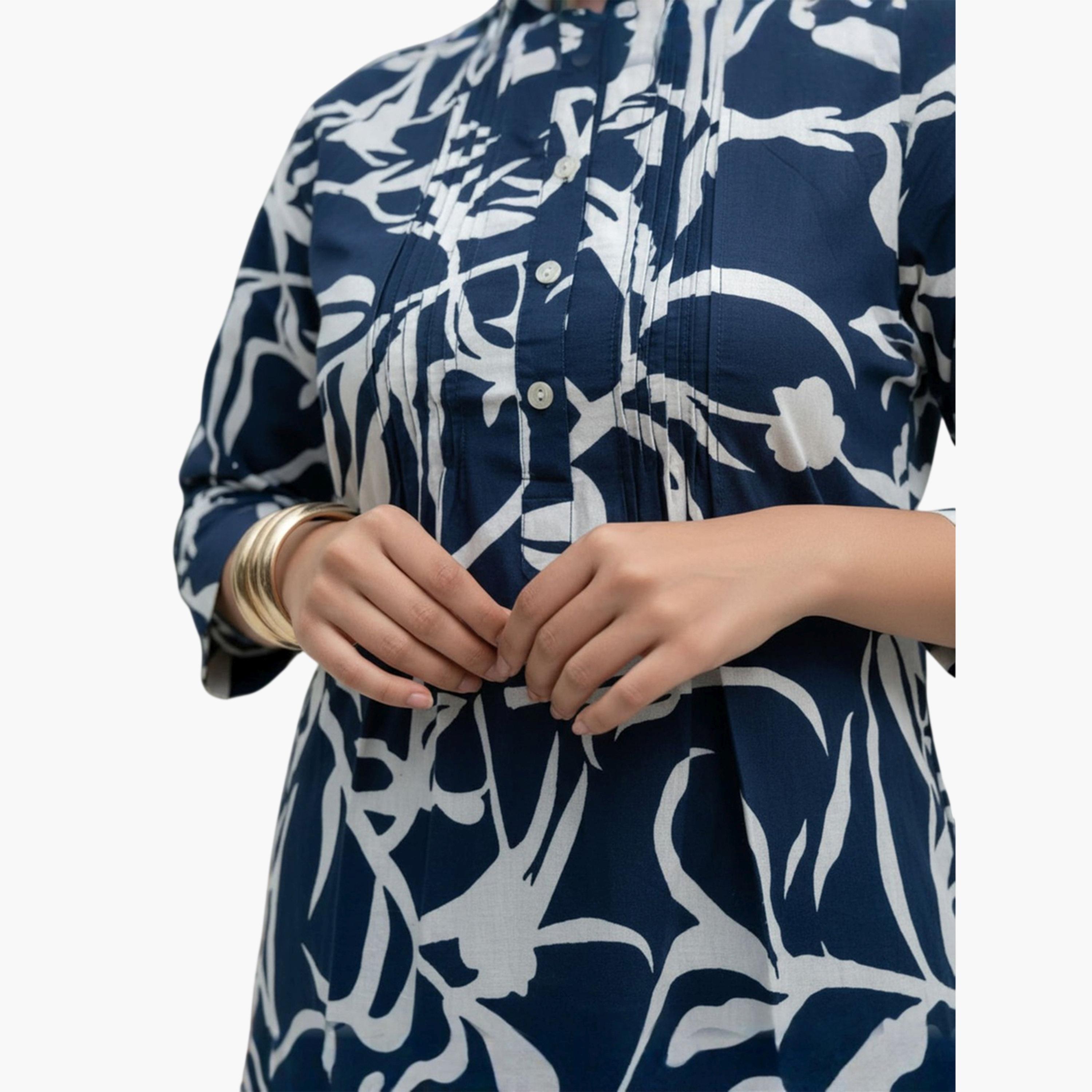 Imana X Styli Multi-Color Floral Print Pleated Details Top and Trousers Co-Ord Set-women-clothing-coordsets-image-6