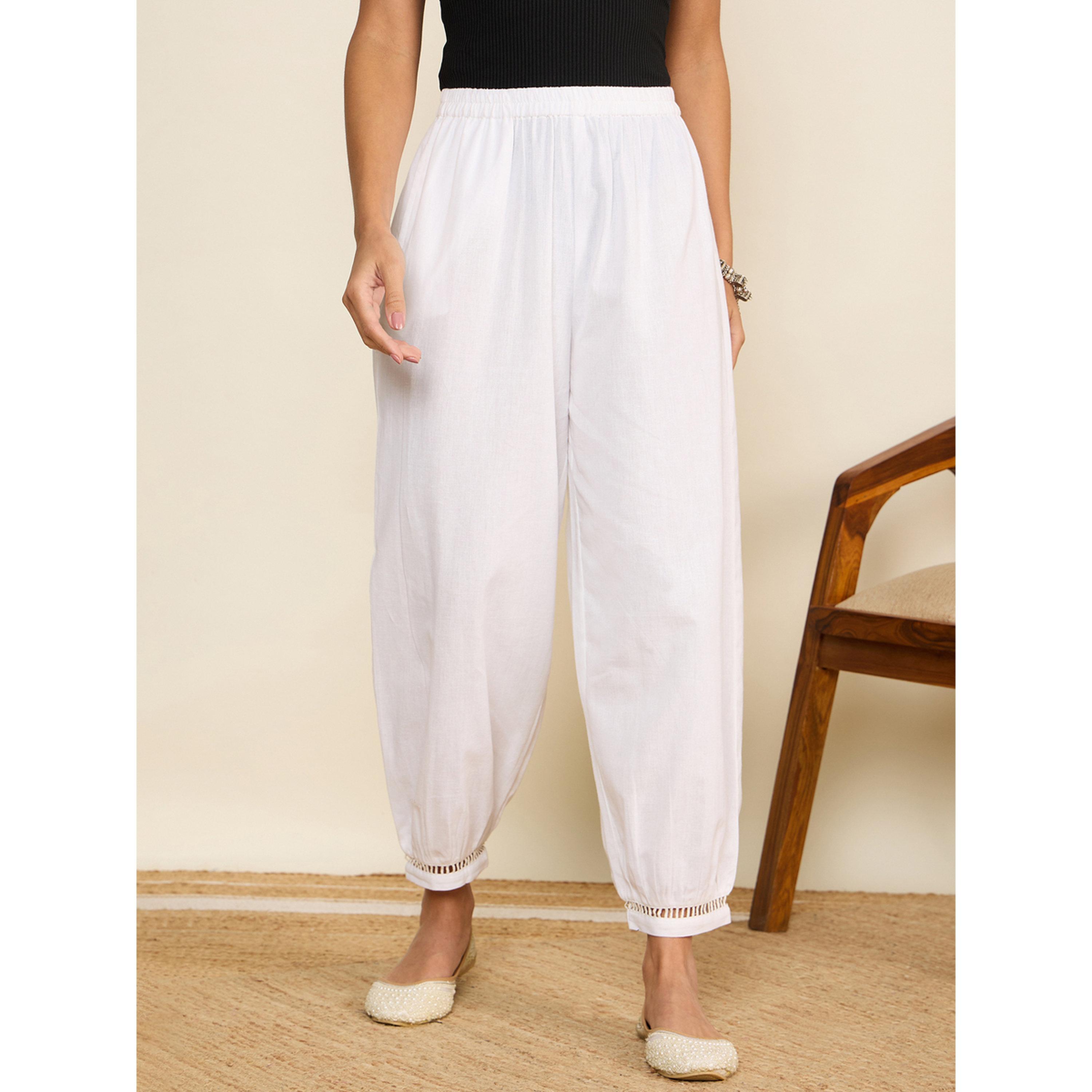 WineRed X Styli Women White Cotton Wide Leg Pant-women-clothing-joggers-image-1