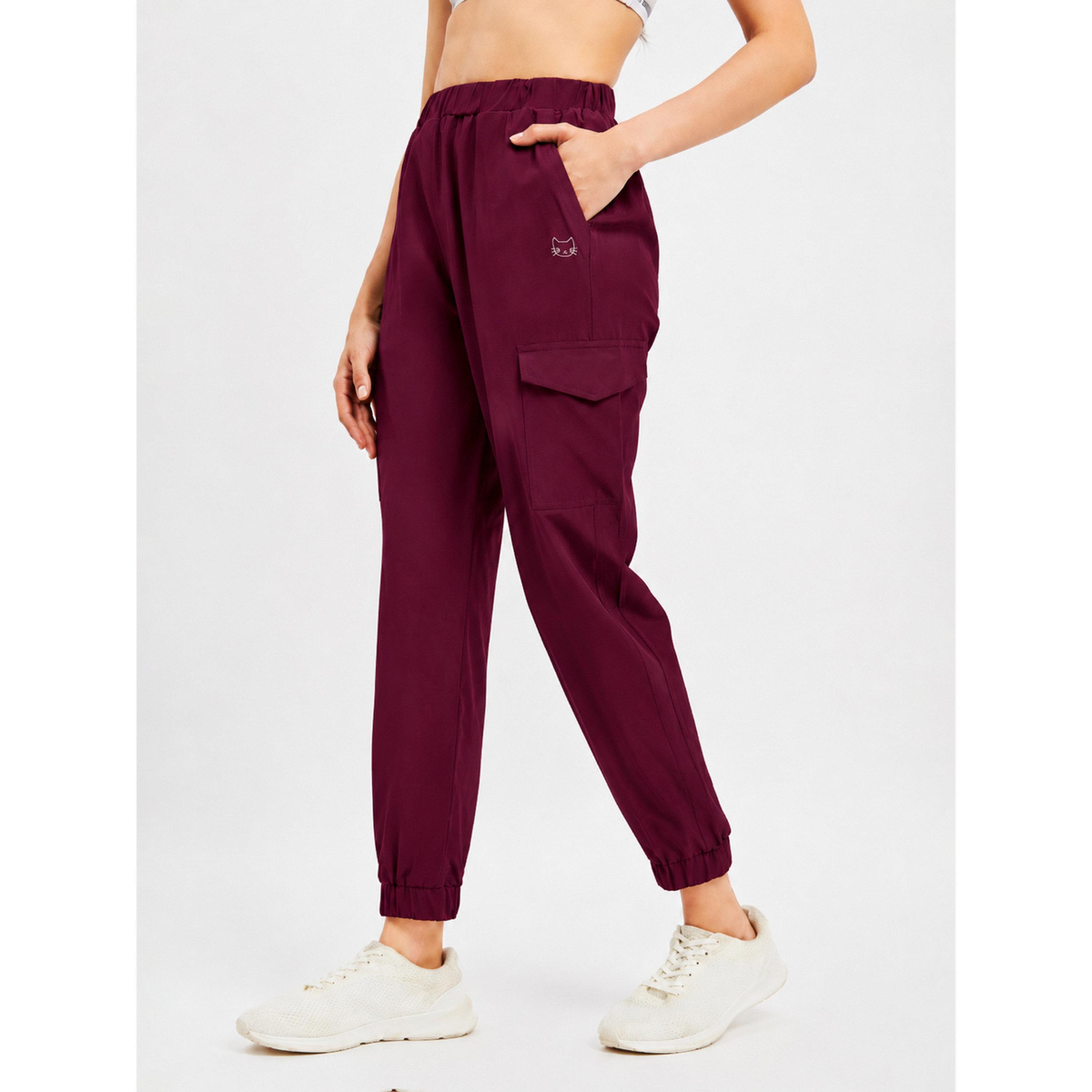 Take Two Burgundy Super Comfort Cargo Track Pants-women-clothing-bottoms-joggers-image-1