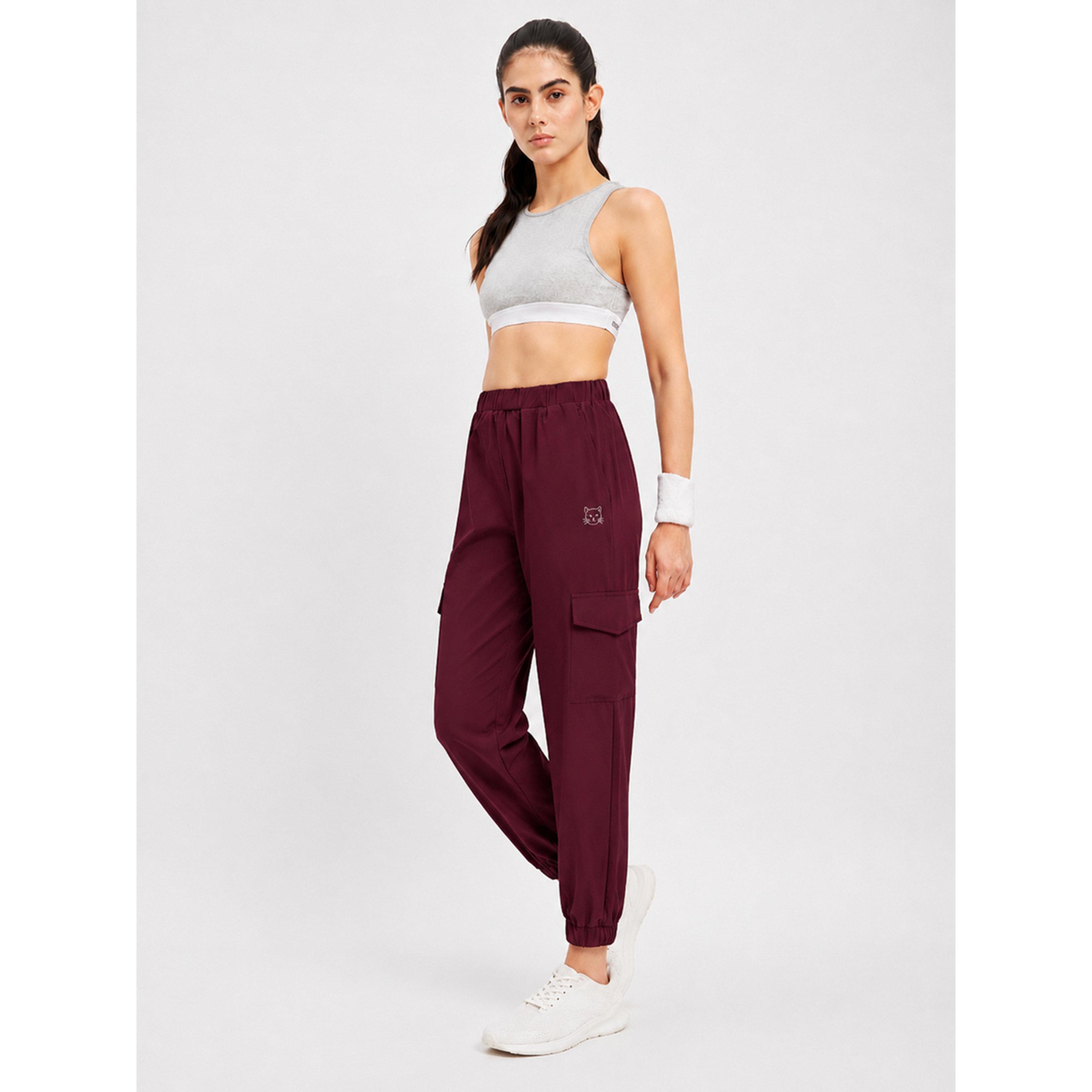 Take Two Burgundy Super Comfort Cargo Track Pants-women-clothing-bottoms-joggers-image-2