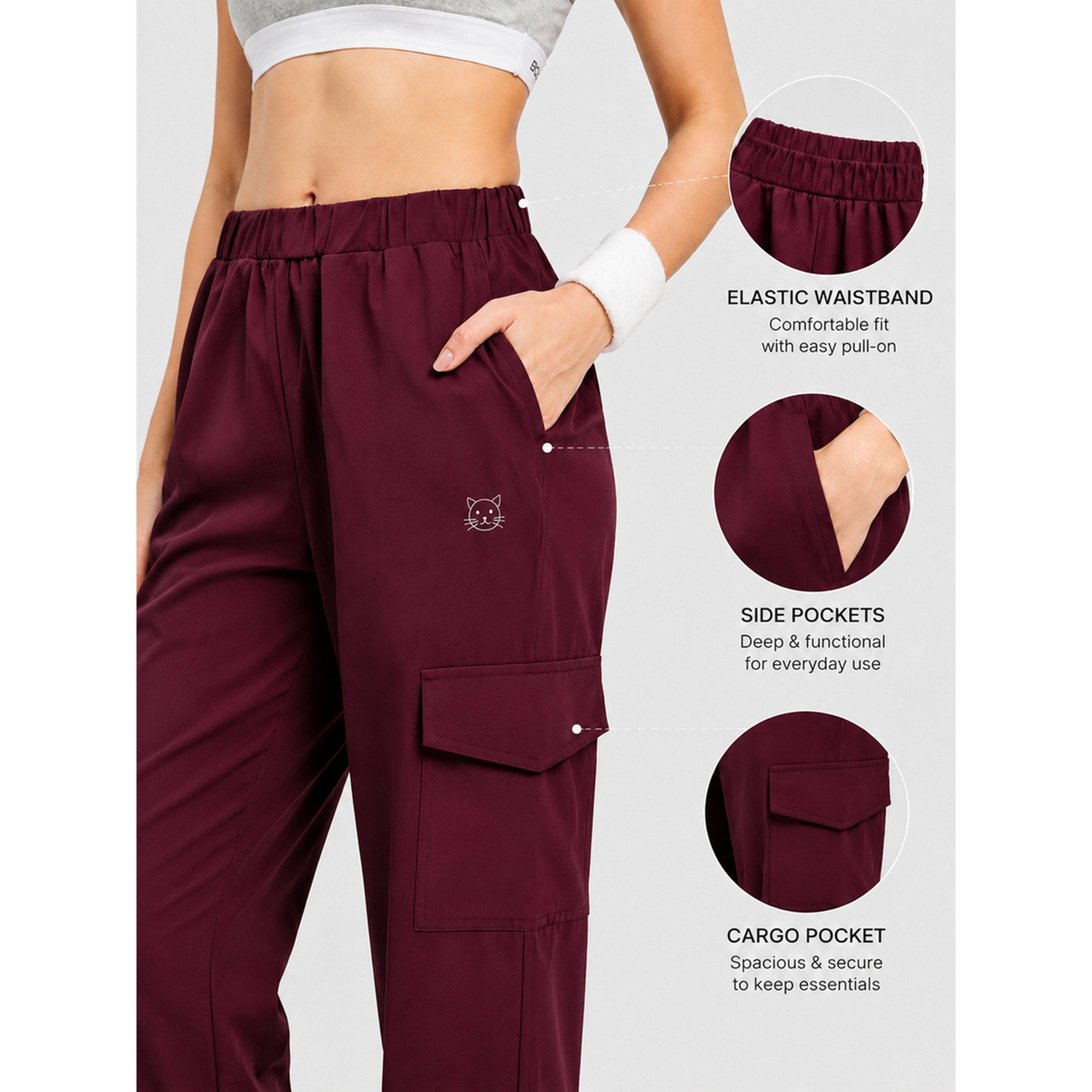 Take Two Burgundy Super Comfort Cargo Track Pants-women-clothing-bottoms-joggers-image-3