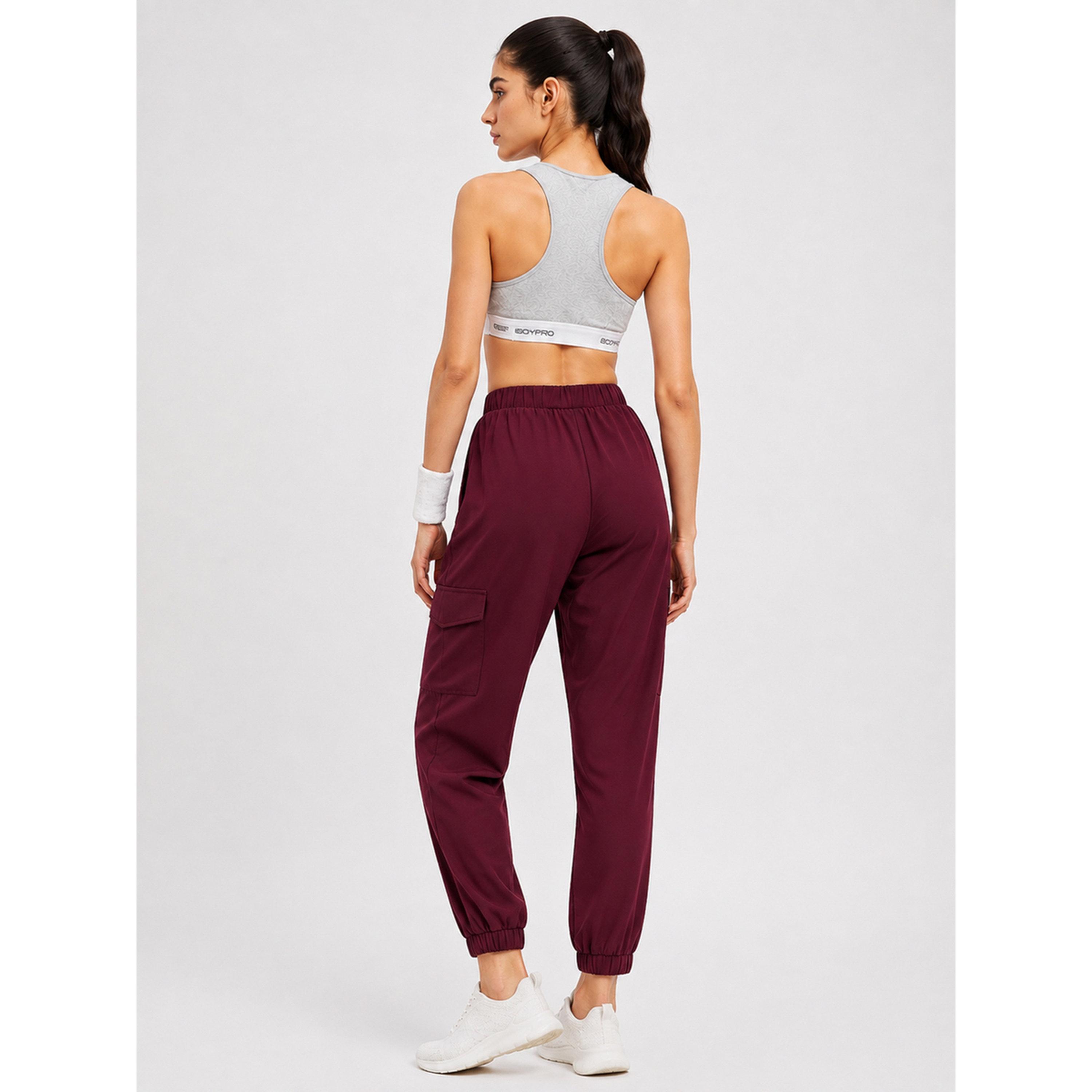 Take Two Burgundy Super Comfort Cargo Track Pants-women-clothing-bottoms-joggers-image-4