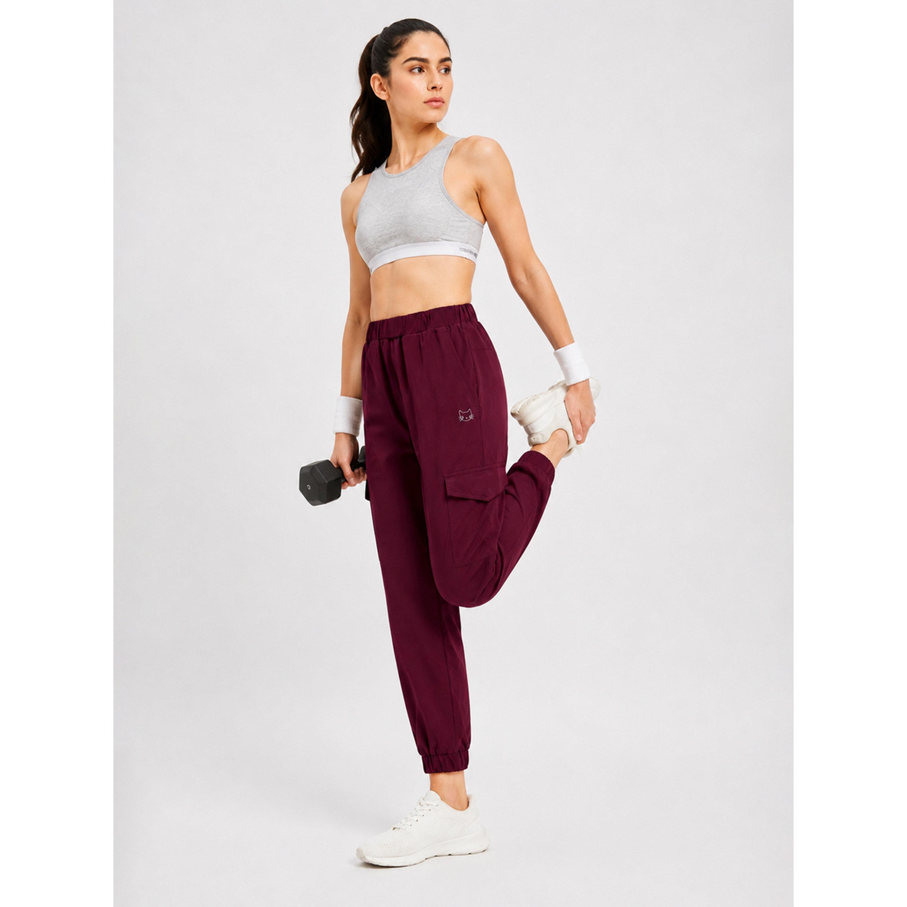 Take Two Burgundy Super Comfort Cargo Track Pants-women-clothing-bottoms-joggers-image-5
