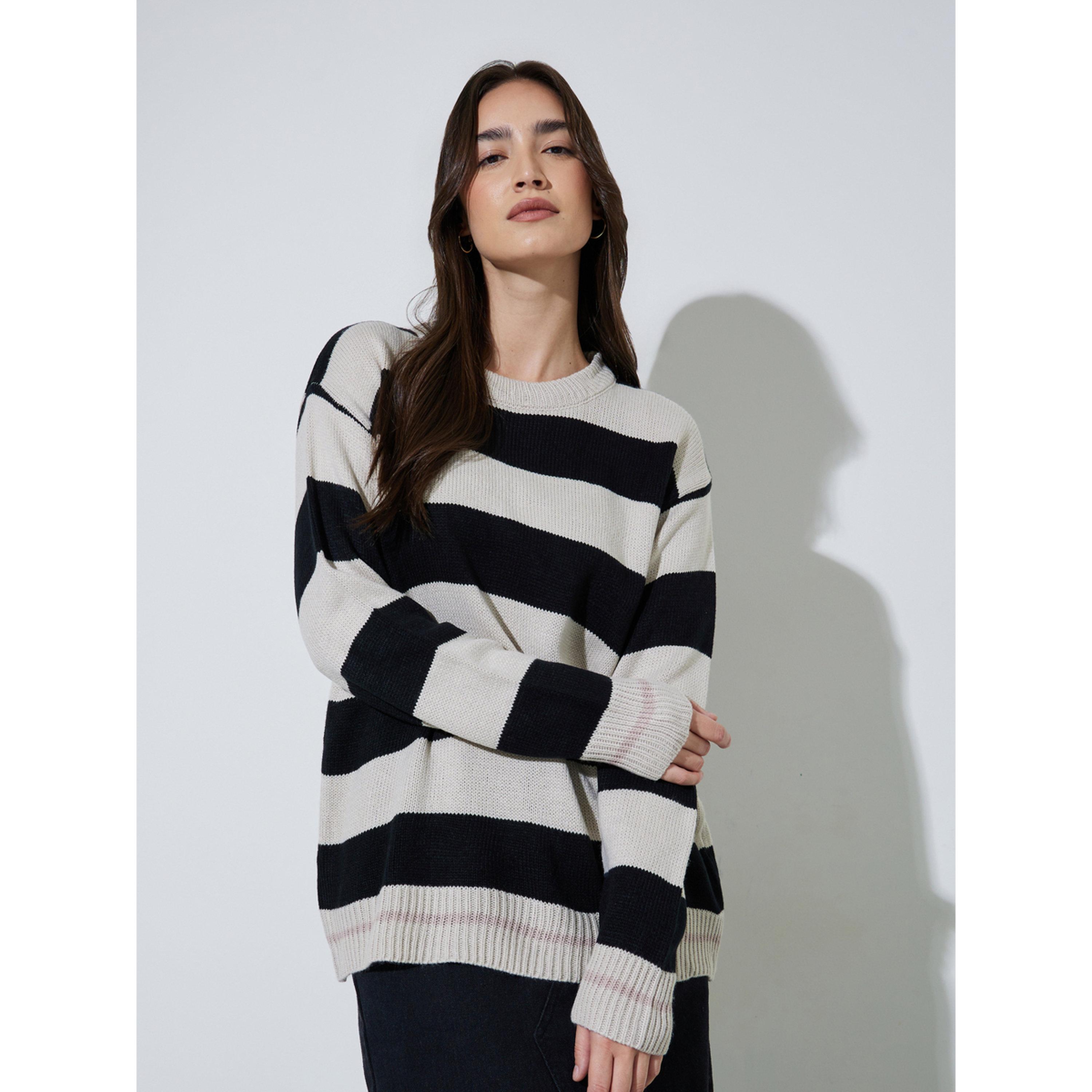 سويتر محبوك كلاسيكي ومخطط-women-winterwear-cardigansandjumpers-jumpers-image-1