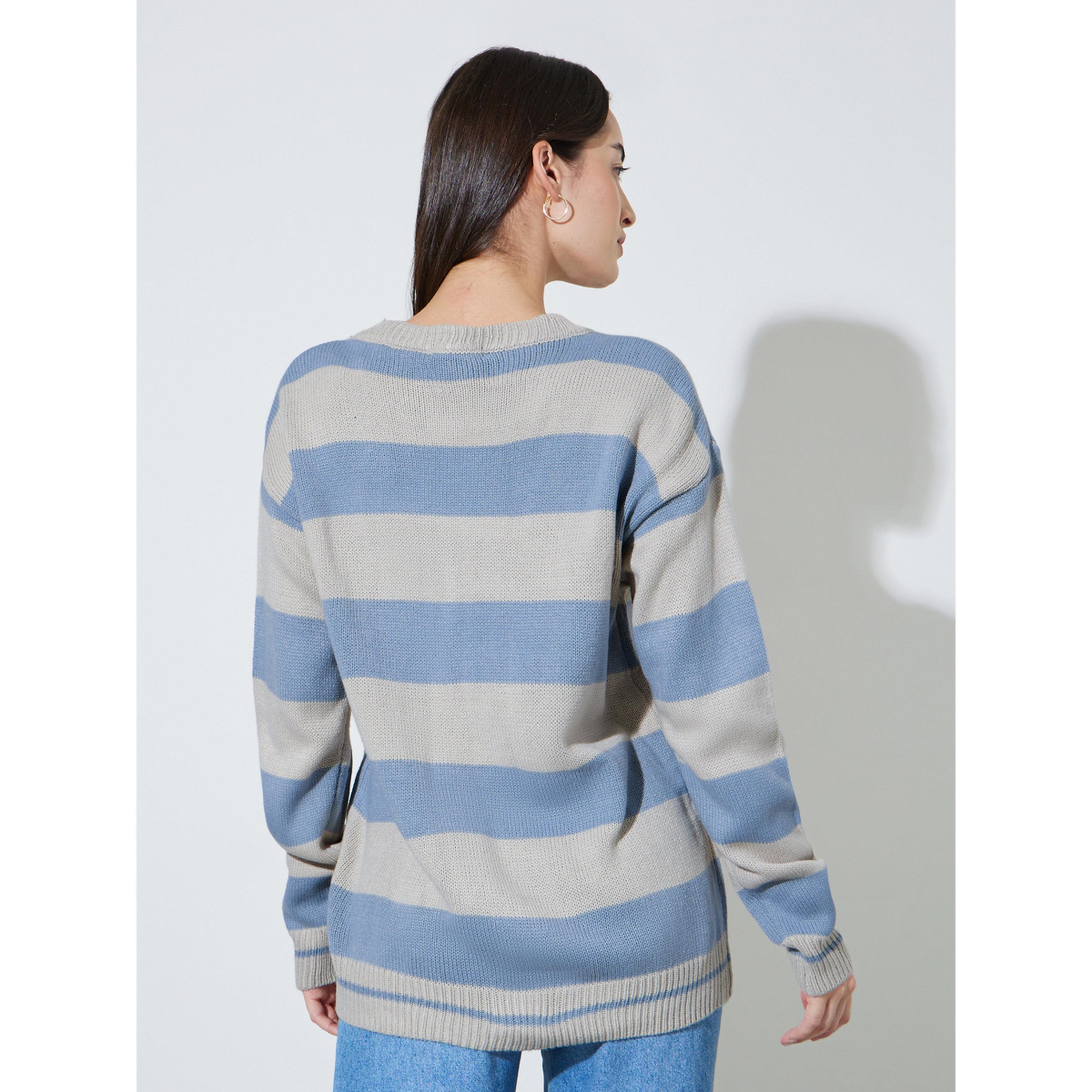 سويتر محبوك كلاسيكي ومخطط-women-winterwear-cardigansandjumpers-jumpers-image-3