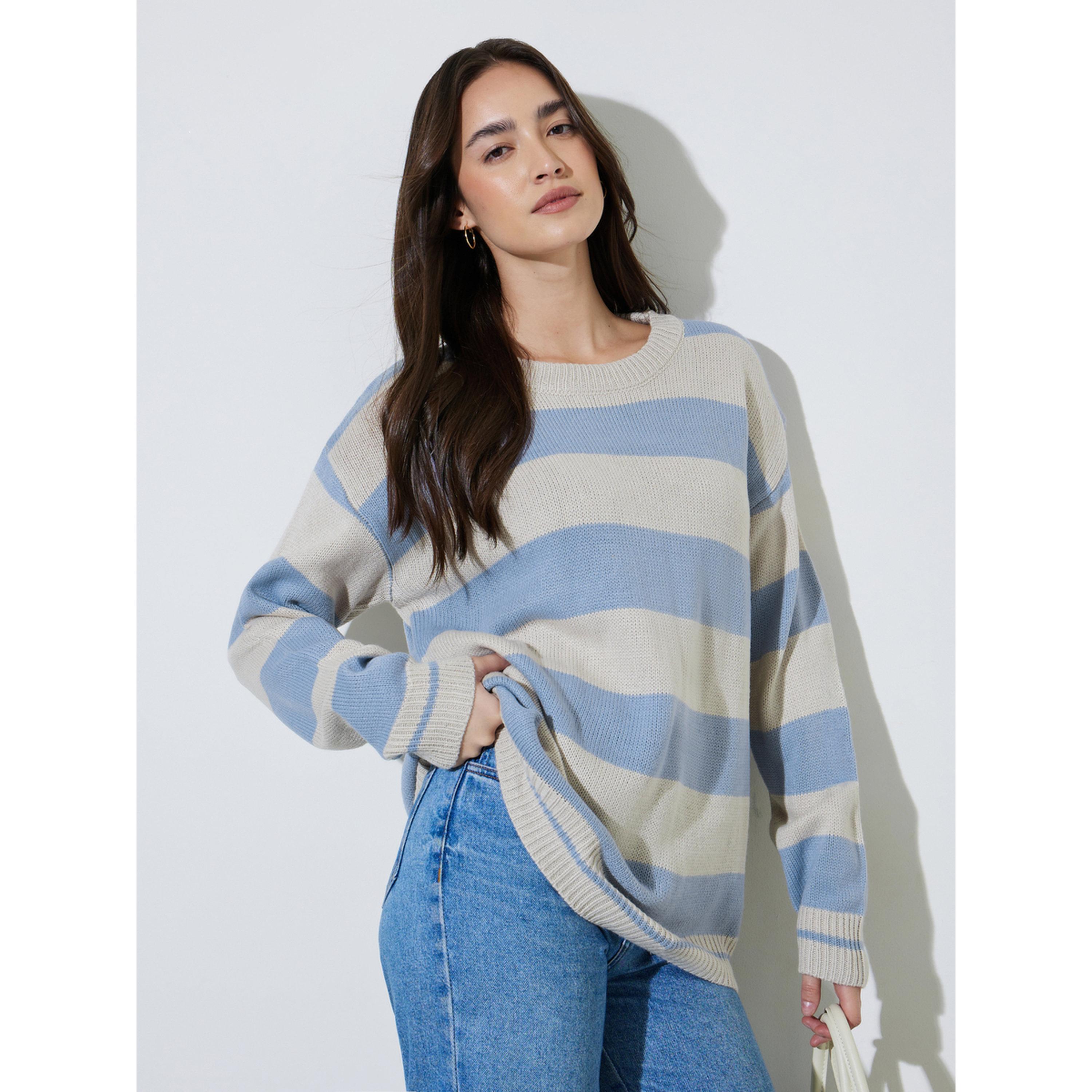 سويتر محبوك كلاسيكي ومخطط-women-winterwear-cardigansandjumpers-jumpers-image-4