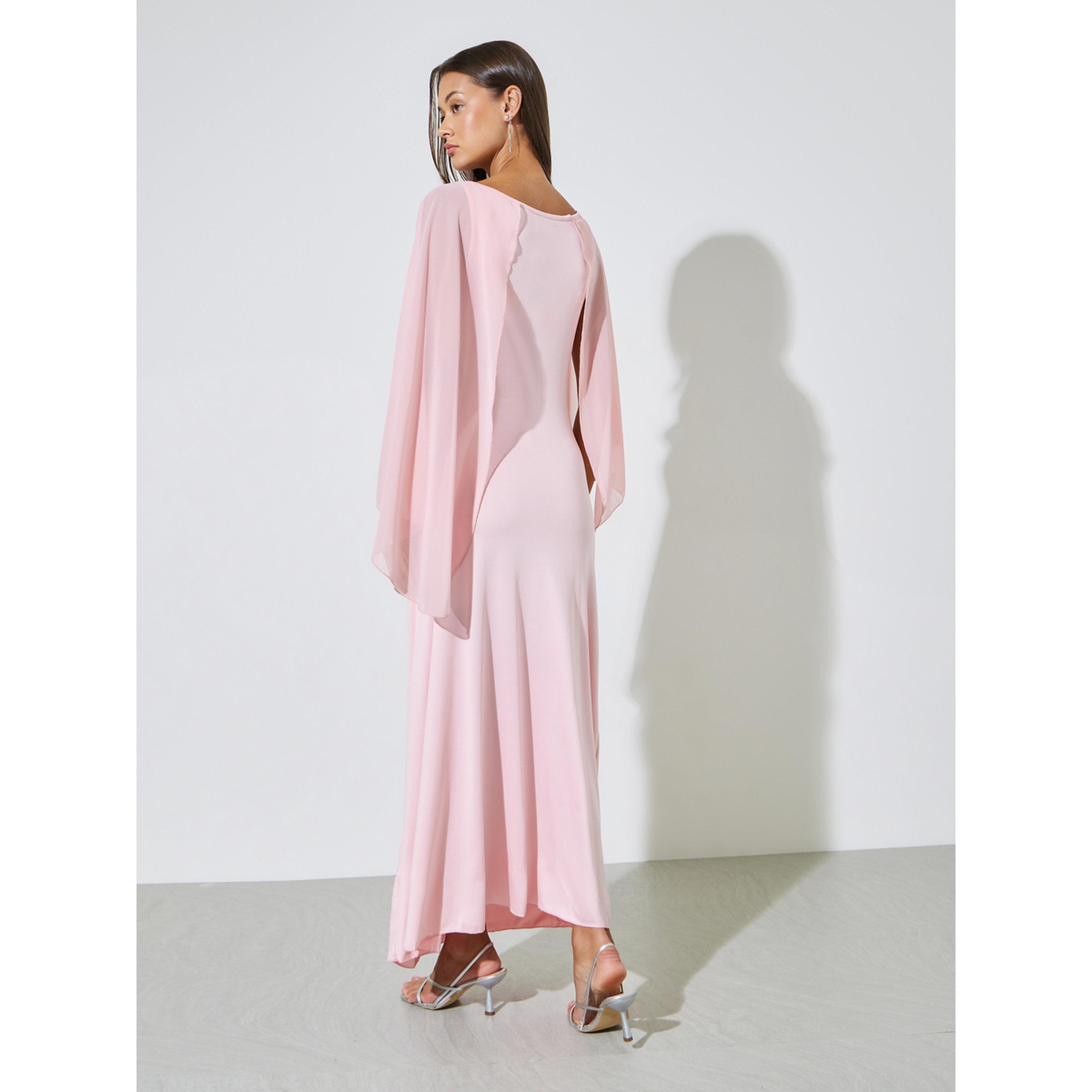 Styli Pink Sequin Embellished Cape Sleeves Maxi Dress-women-clothing-dresses-image-3
