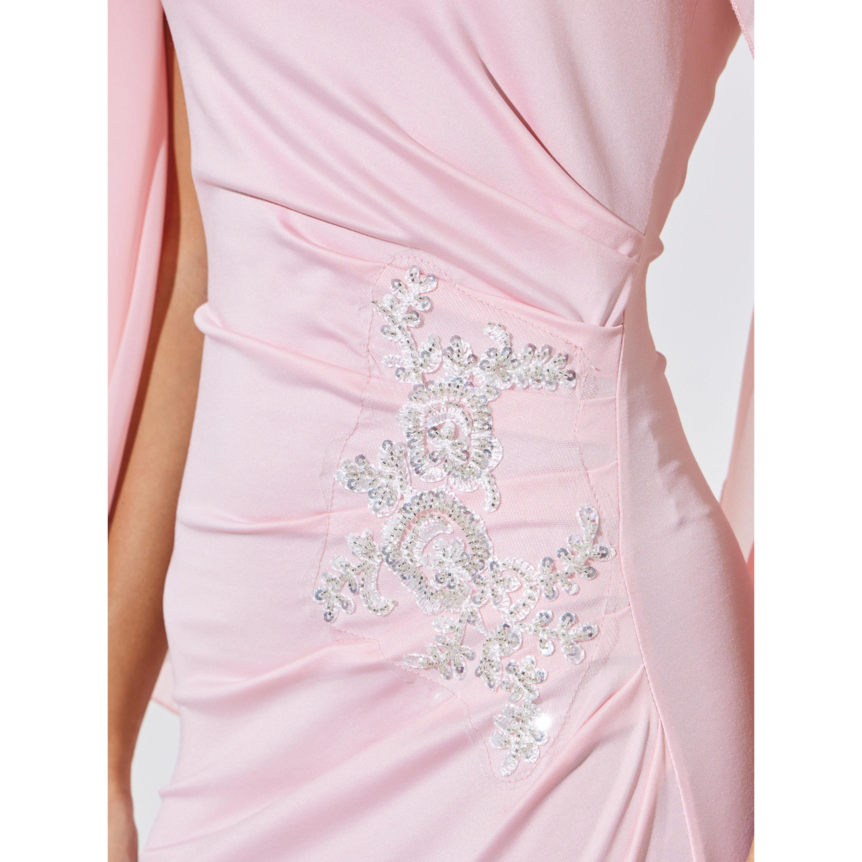 Styli Pink Sequin Embellished Cape Sleeves Maxi Dress-women-clothing-dresses-image-4