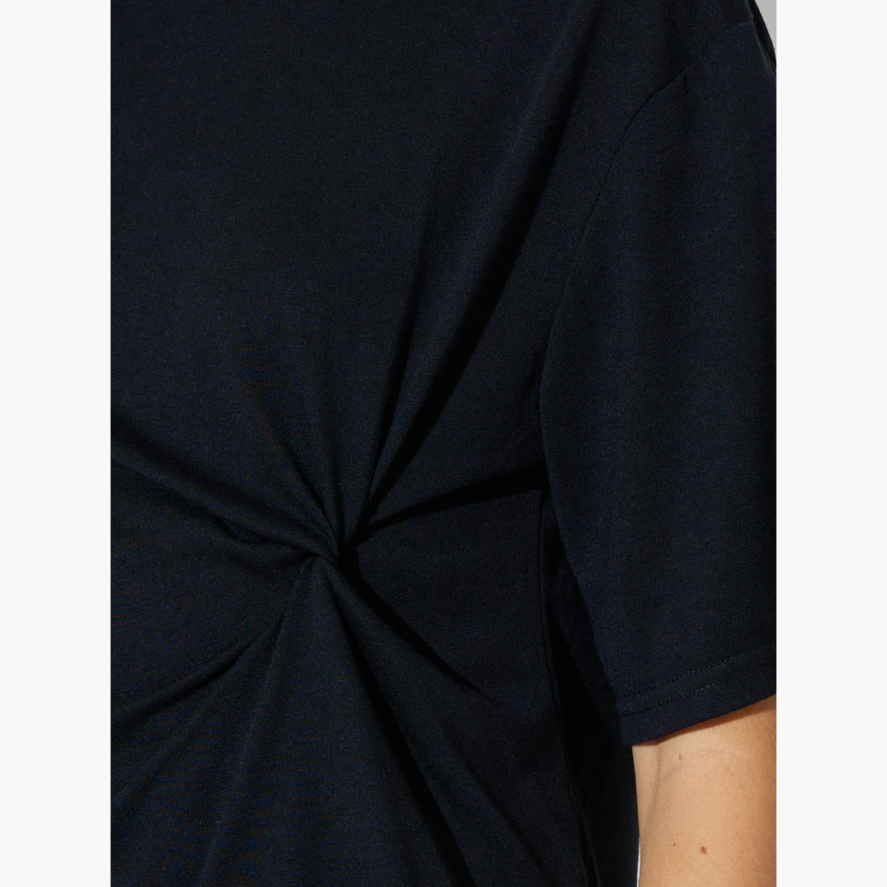 Styli Black Side Knot Detail Round Neck T-Shirt-women-clothing-tshirts-image-5
