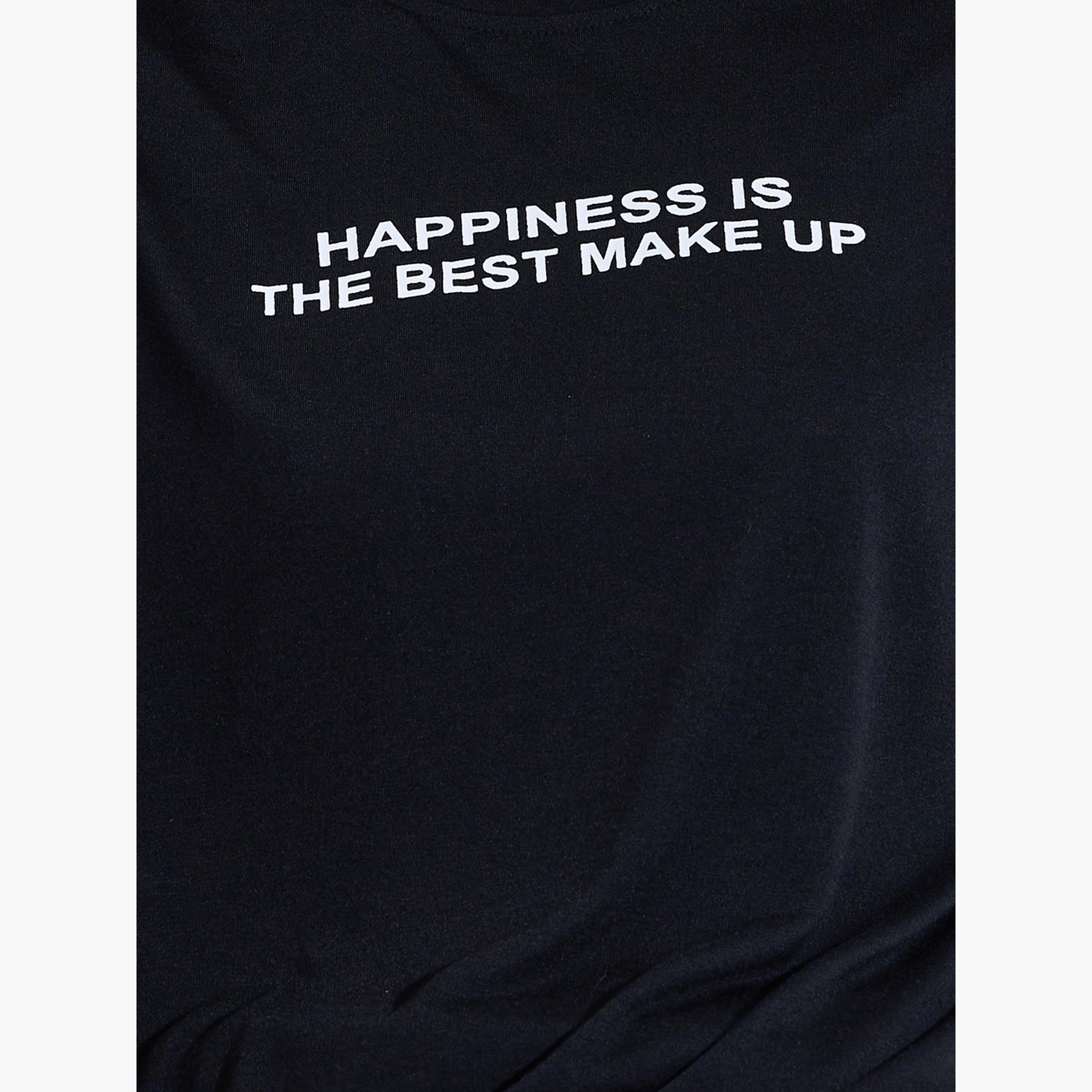 تيشيرت واسع بكتف منسدل وطبعة شعار لون أسود-women-clothing-tshirts-image-6