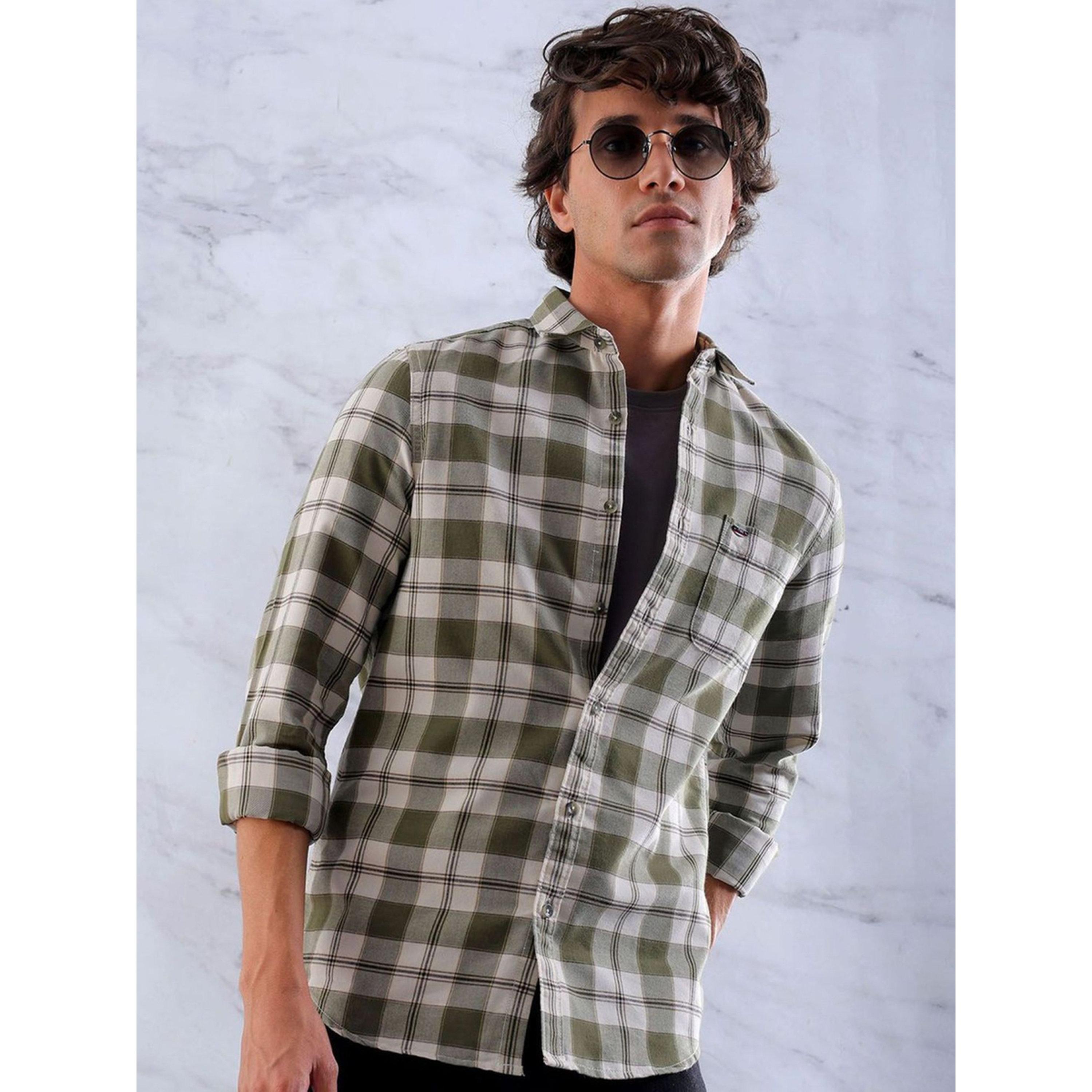 The Indian Garage Co X Styli Men Slim Checked Cutaway Collar Casual Shirt-men-clothing-shirts-image-1