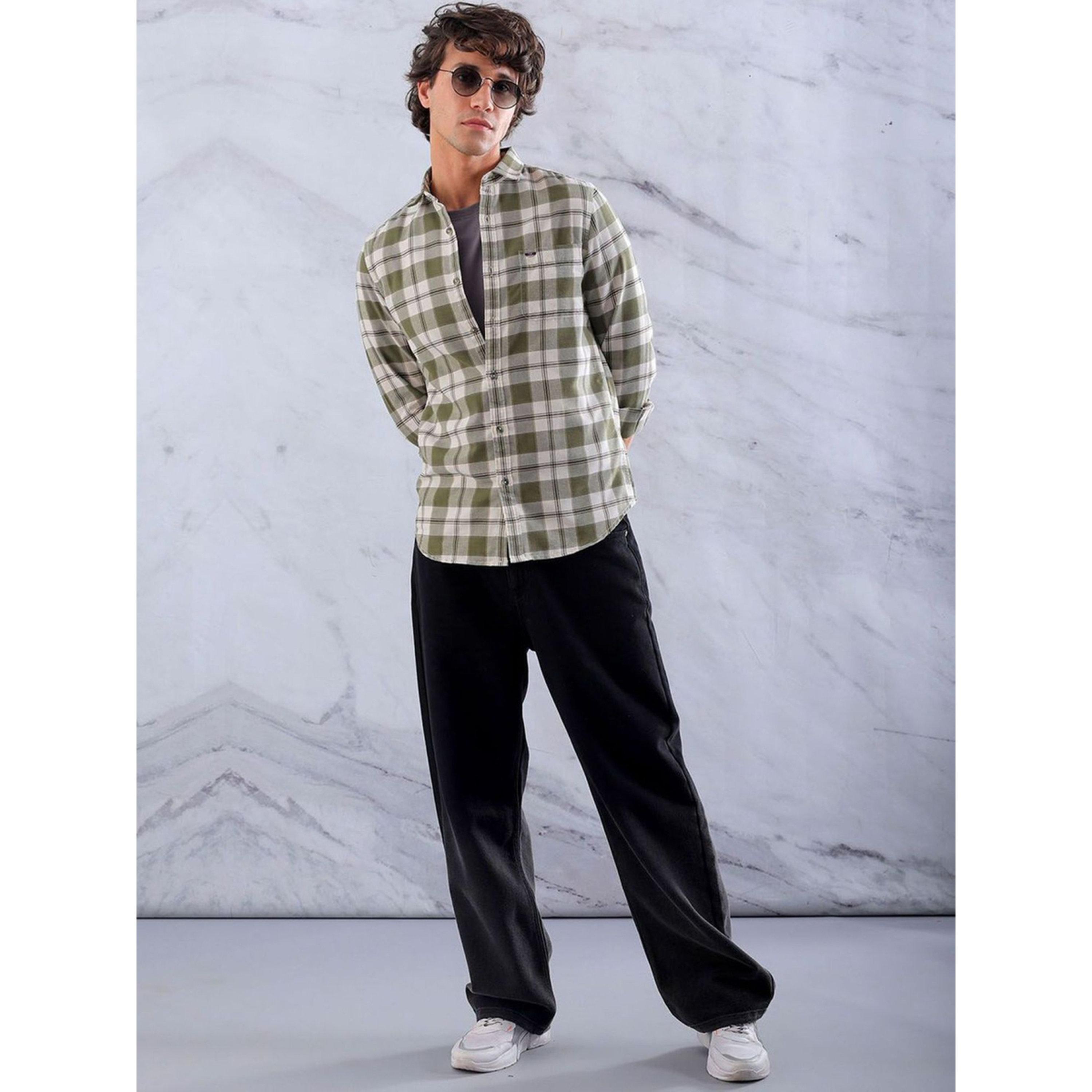 The Indian Garage Co X Styli Men Slim Checked Cutaway Collar Casual Shirt-men-clothing-shirts-image-2