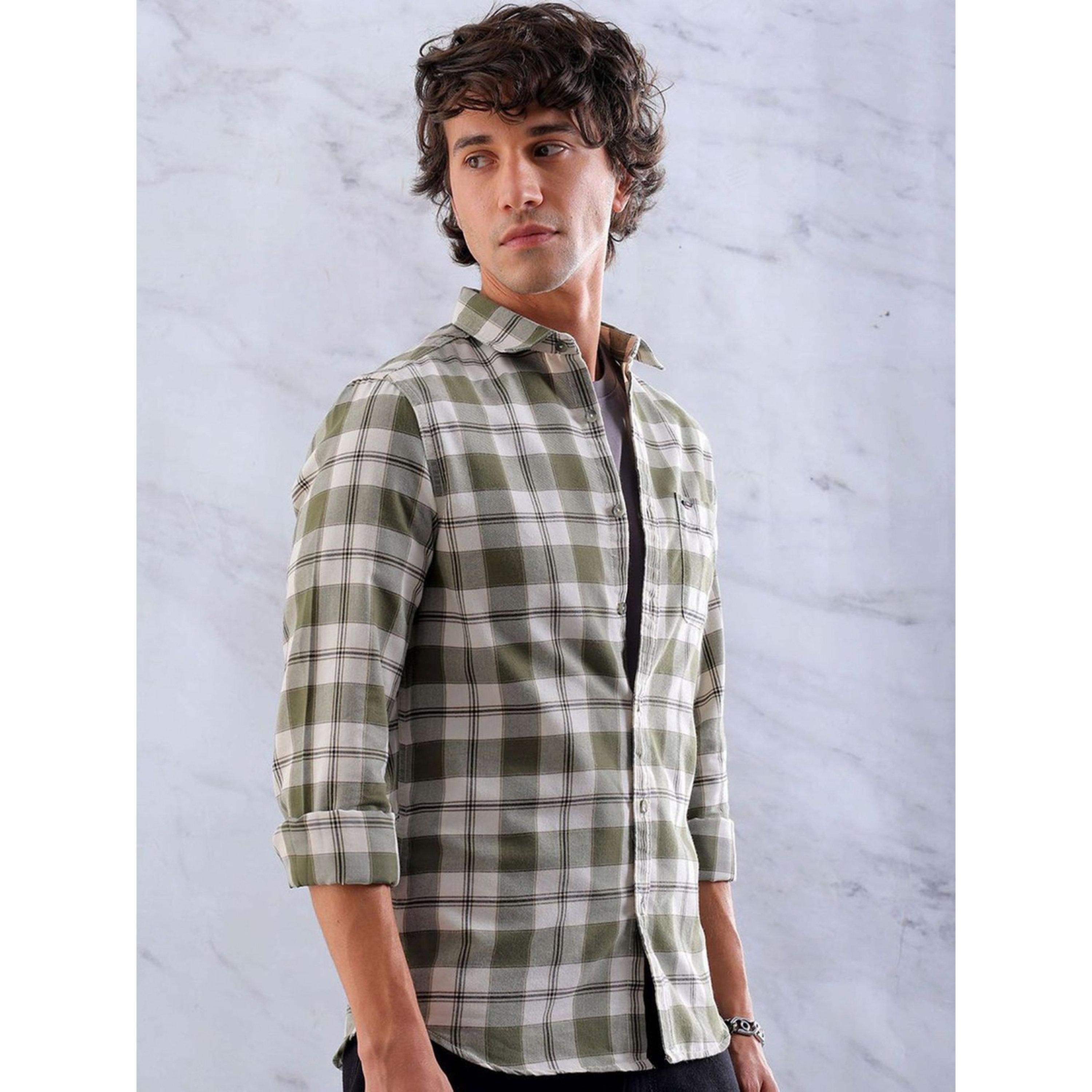 The Indian Garage Co X Styli Men Slim Checked Cutaway Collar Casual Shirt-men-clothing-shirts-image-3