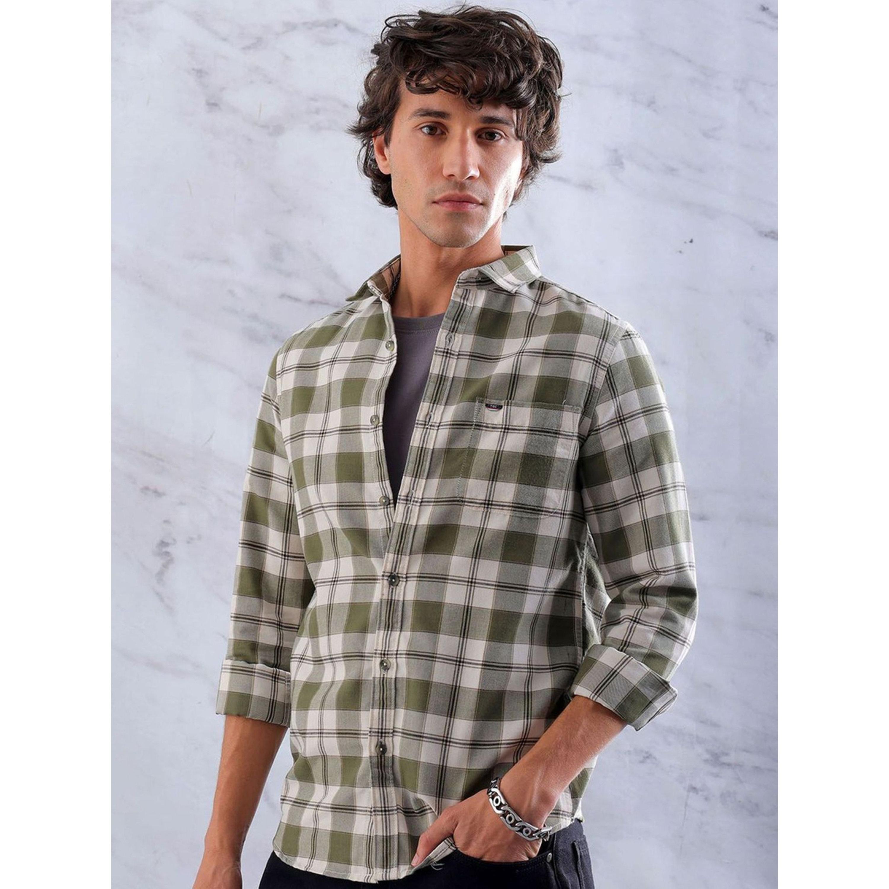 The Indian Garage Co X Styli Men Slim Checked Cutaway Collar Casual Shirt-men-clothing-shirts-image-5