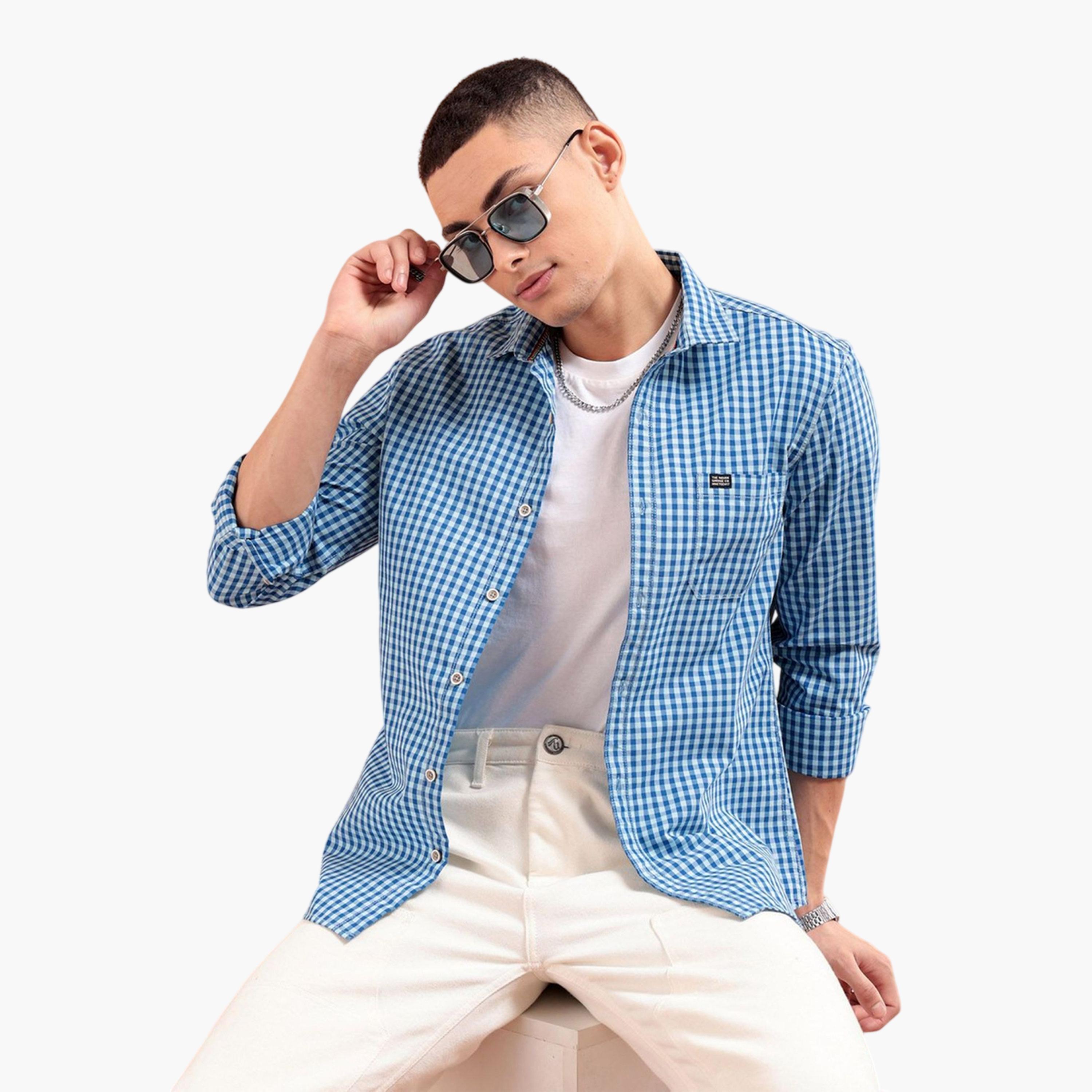 The Indian Garage Co X Styli Men Slim Fit Other Checks Spread Collar Casual Shirt-men-clothing-shirts-image-3